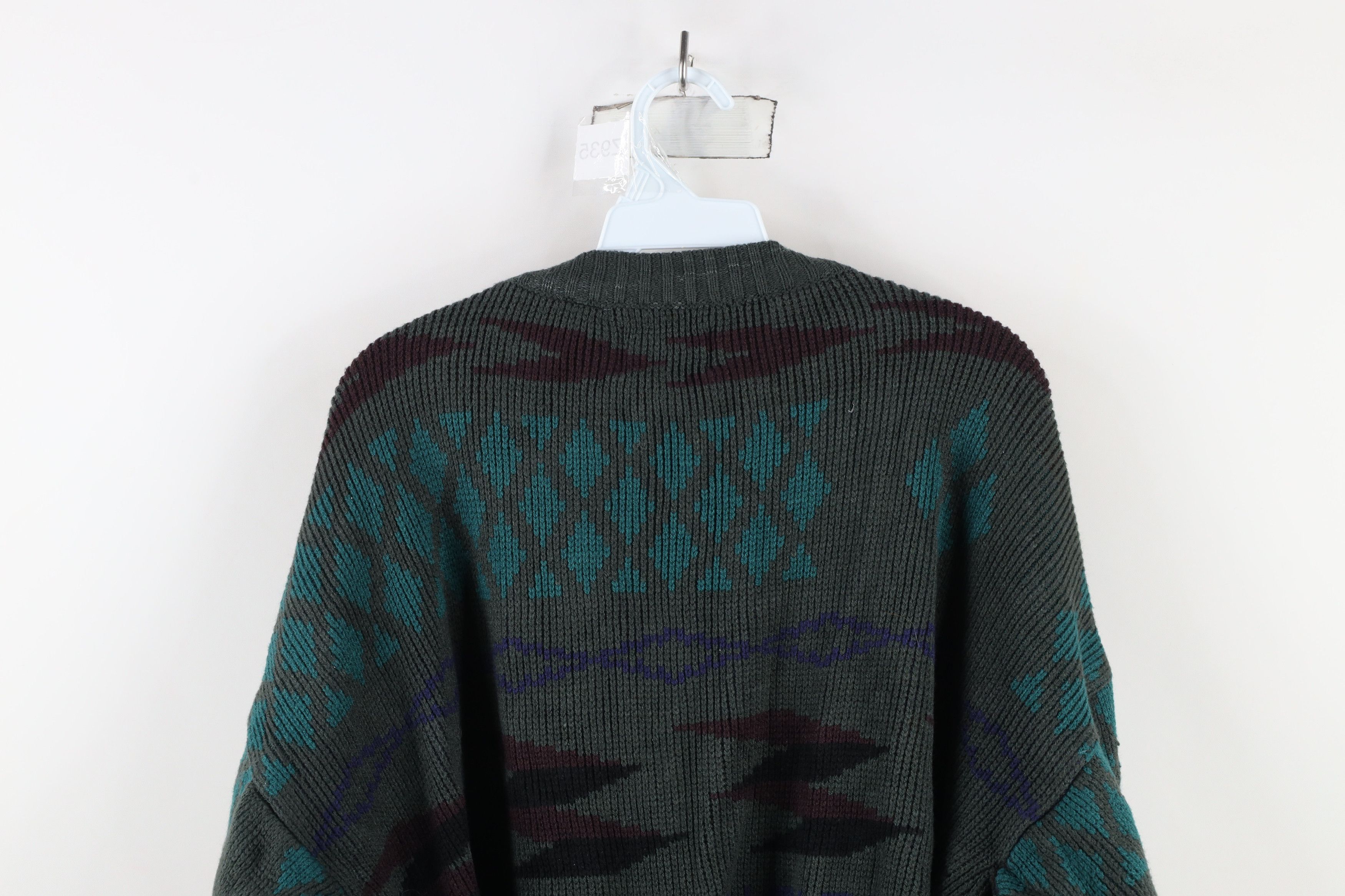 Vintage Vintage 90s Coogi Style Abstract Boxy Oversized Knit Sweater Size L / US 10 / IT 46 - 8 Thumbnail