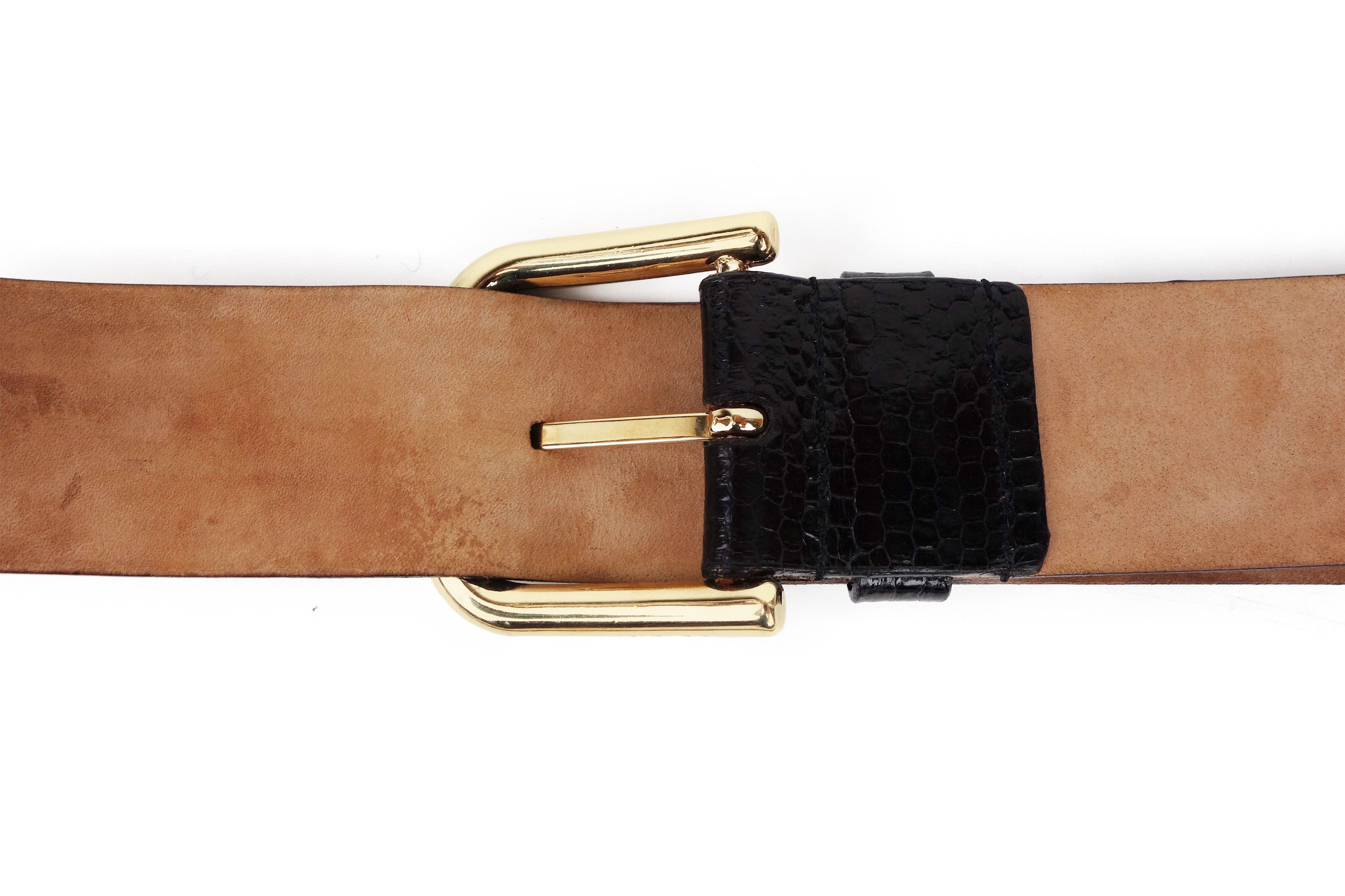 Dolce & Gabbana Dolce and Gabbana Buckle Logo Chain Exotic Leather Belt Size ONE SIZE - 6 Thumbnail