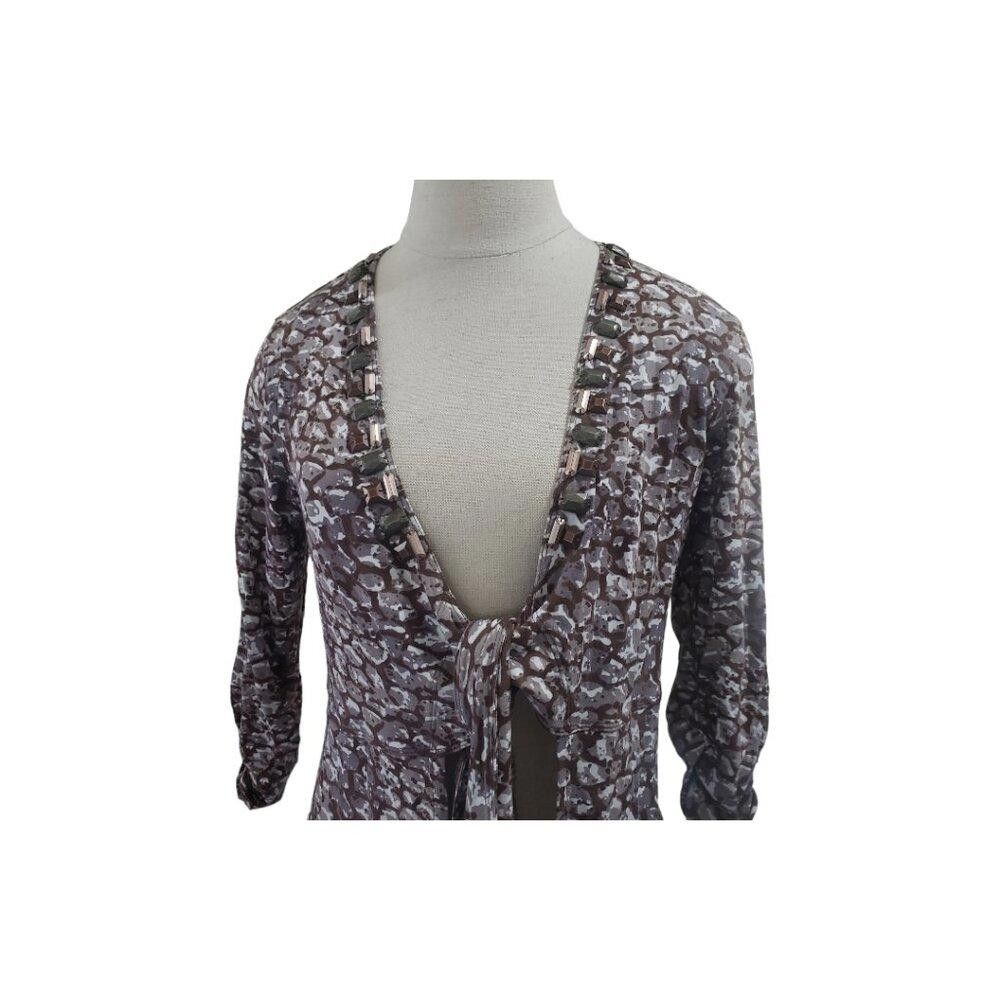 Designer CT1738 Cabi Brown & Gray Wrap Top M Size M / US 6-8 / IT 42-44 - 1 Thumbnail