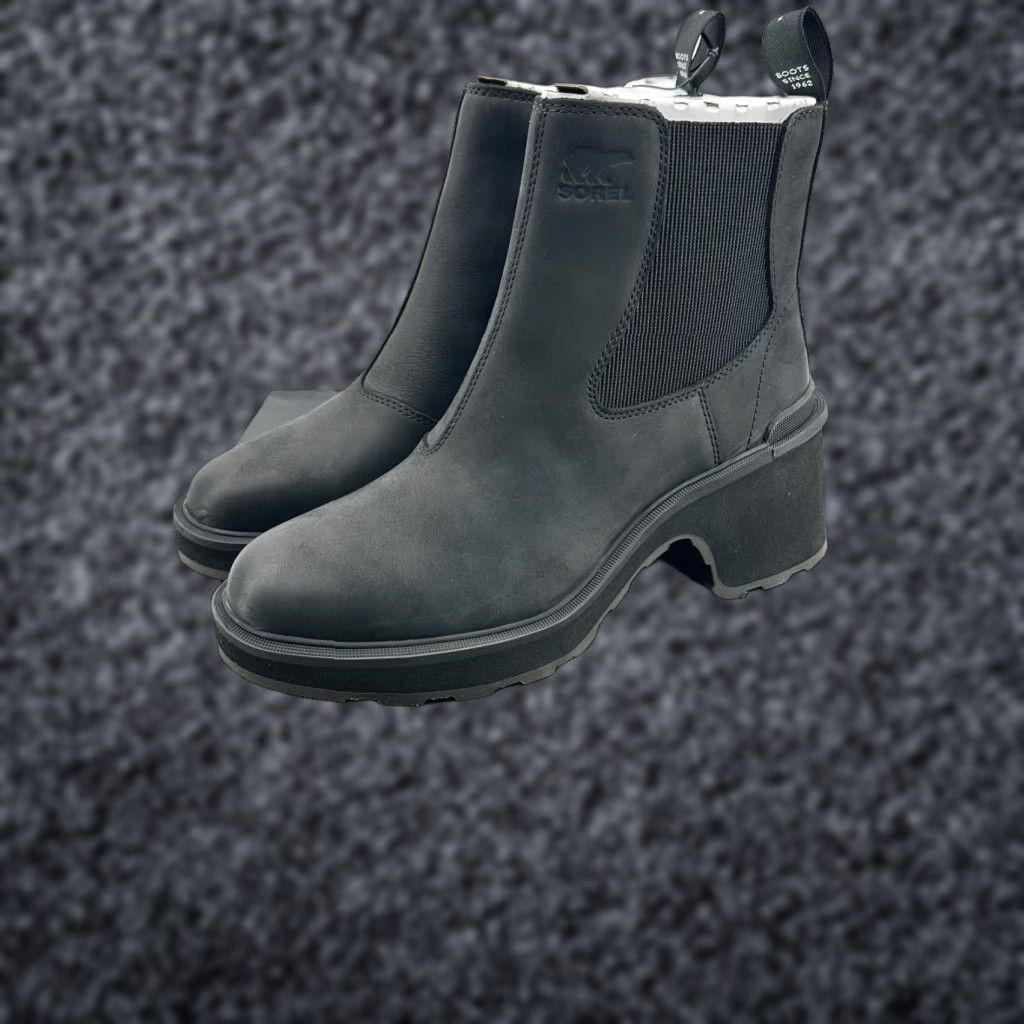 SOREL Sorel Chelsea Boots Black Leather Waterproof Womens Size 9.5 Hi-Line Heel Size US 10 / IT 40 - 1 Thumbnail
