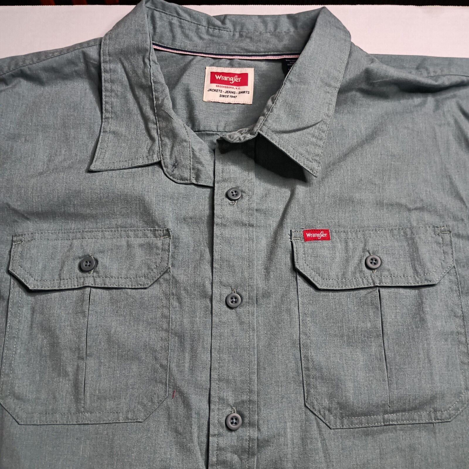 Wrangler Wrangler S/S Twill Button Up Shirt Mint Green Relaxed 3XL Size US XXL / EU 58 / 5 - 2 Thumbnail
