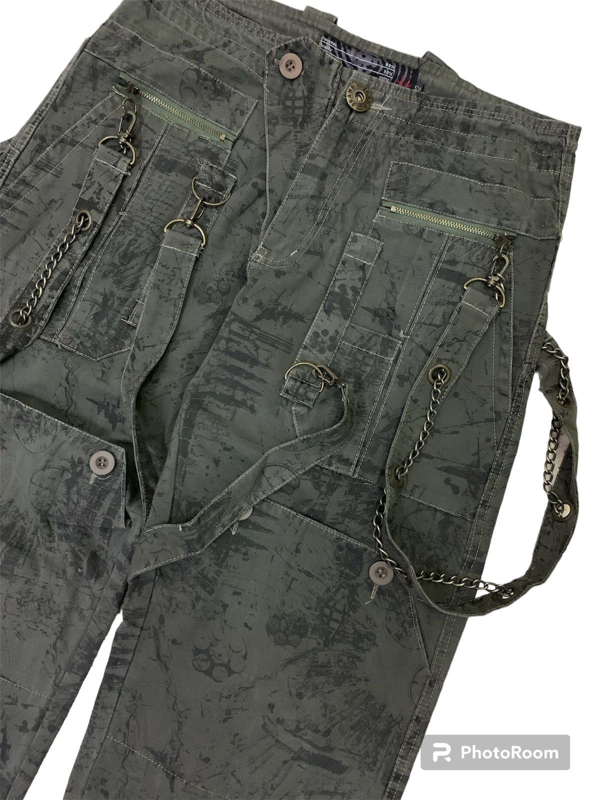 Japanese Brand 💥Yk2 Japanese Green Army Art Cargo Pant Size US 32 / EU 48 - 5 Thumbnail