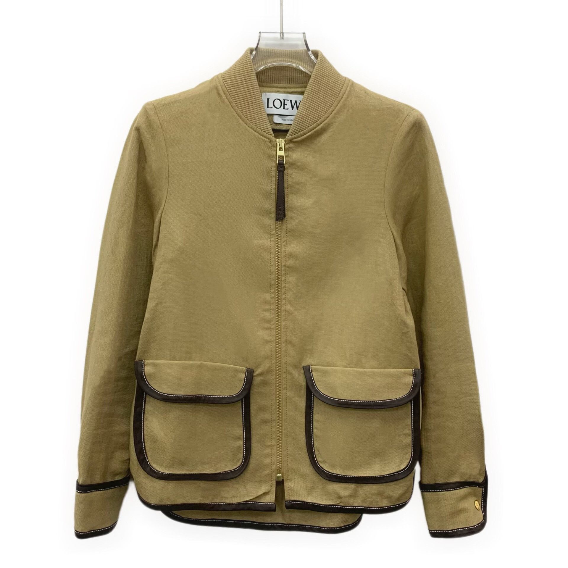Loewe Loewe Brown Cotton-Linen Stand Collar Zip Jacket Size XXS / US 00 / IT 34 - 1 Thumbnail
