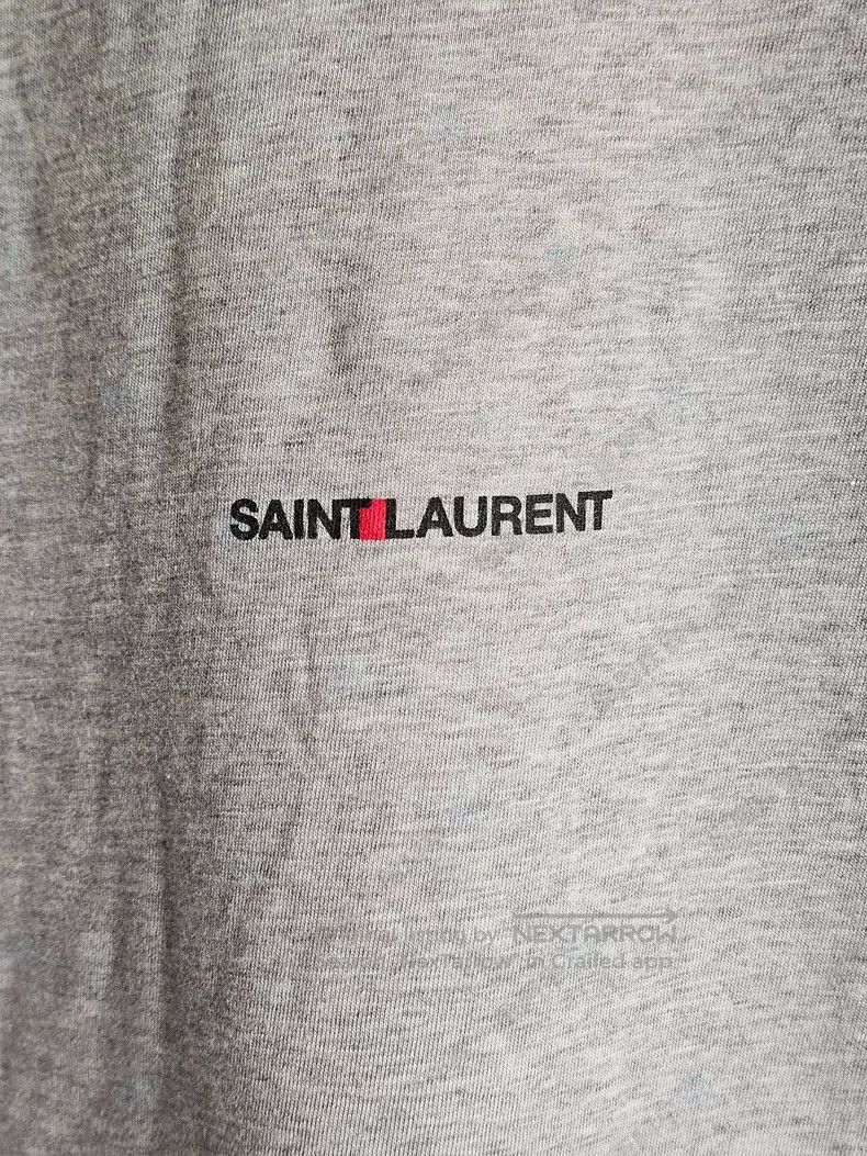 Saint Laurent Paris Saint Laurent Paris Grey short-sleeve T-shirt with small l Size US M / EU 48-50 / 2 - 2 Thumbnail