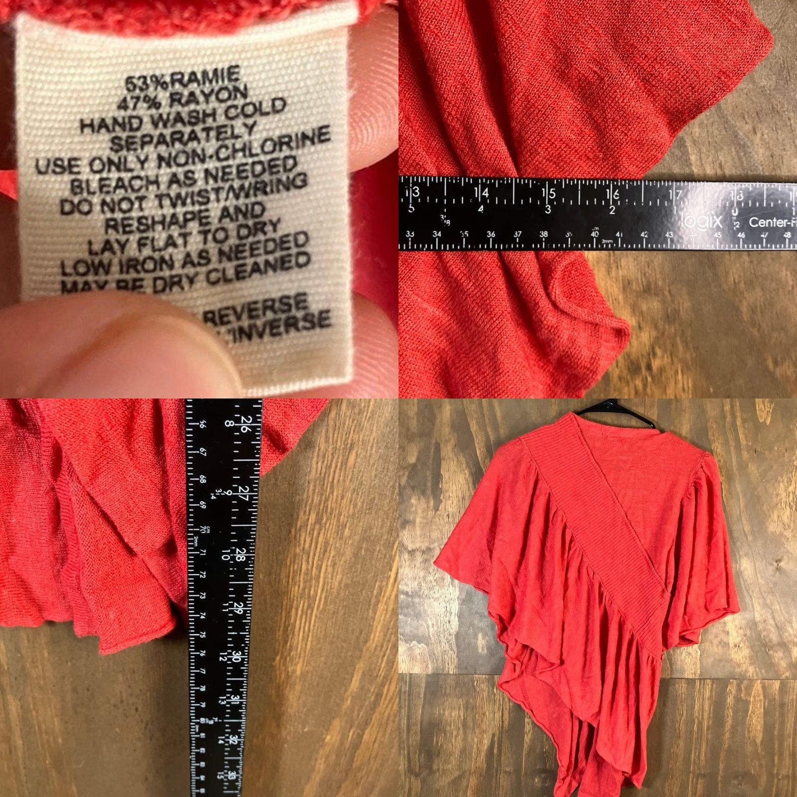 Anthropologie Anthropologie Moth Sweater Orange Wrap Shirt S/M Womens Knit V-Neck Short Sleeve Bohemian Ruffle Size S / US 4 / IT 40 - 8 Thumbnail