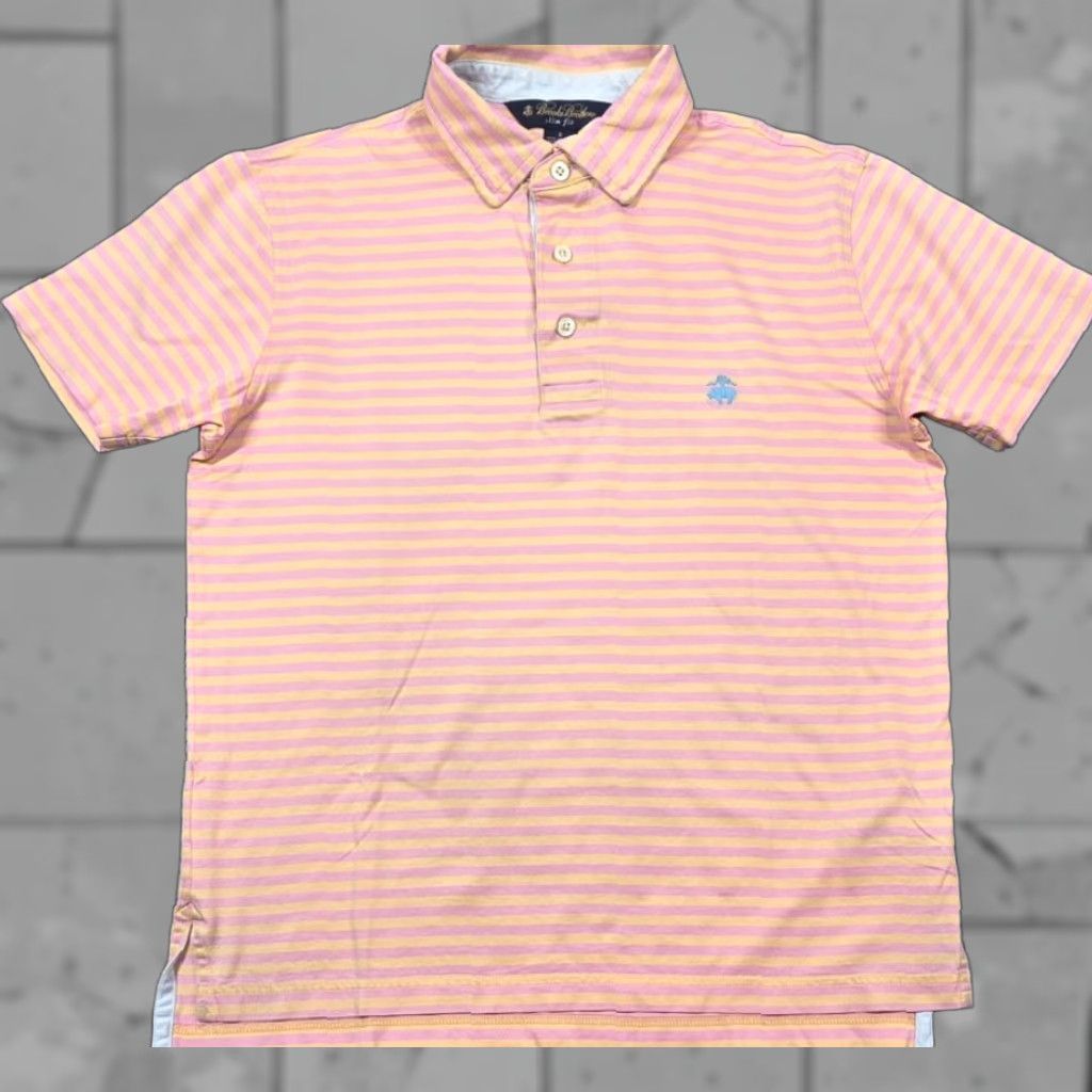 Brooks Brothers Brooks Brothers Polo Short Sleeve Pink Orange Stripe Slim Fit Cotton Men Sz S Size US S / EU 44-46 / 1 - 1 Thumbnail