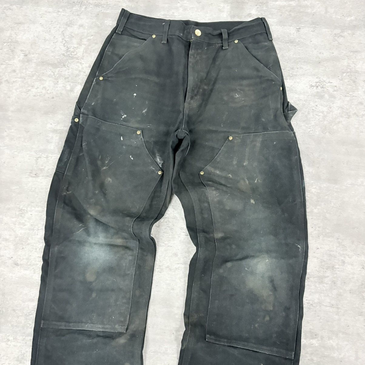 Carhartt × Vintage 90s crazy distressed vintage Carhartt double knee faded blk Size US 30 / EU 46 - 2 Thumbnail