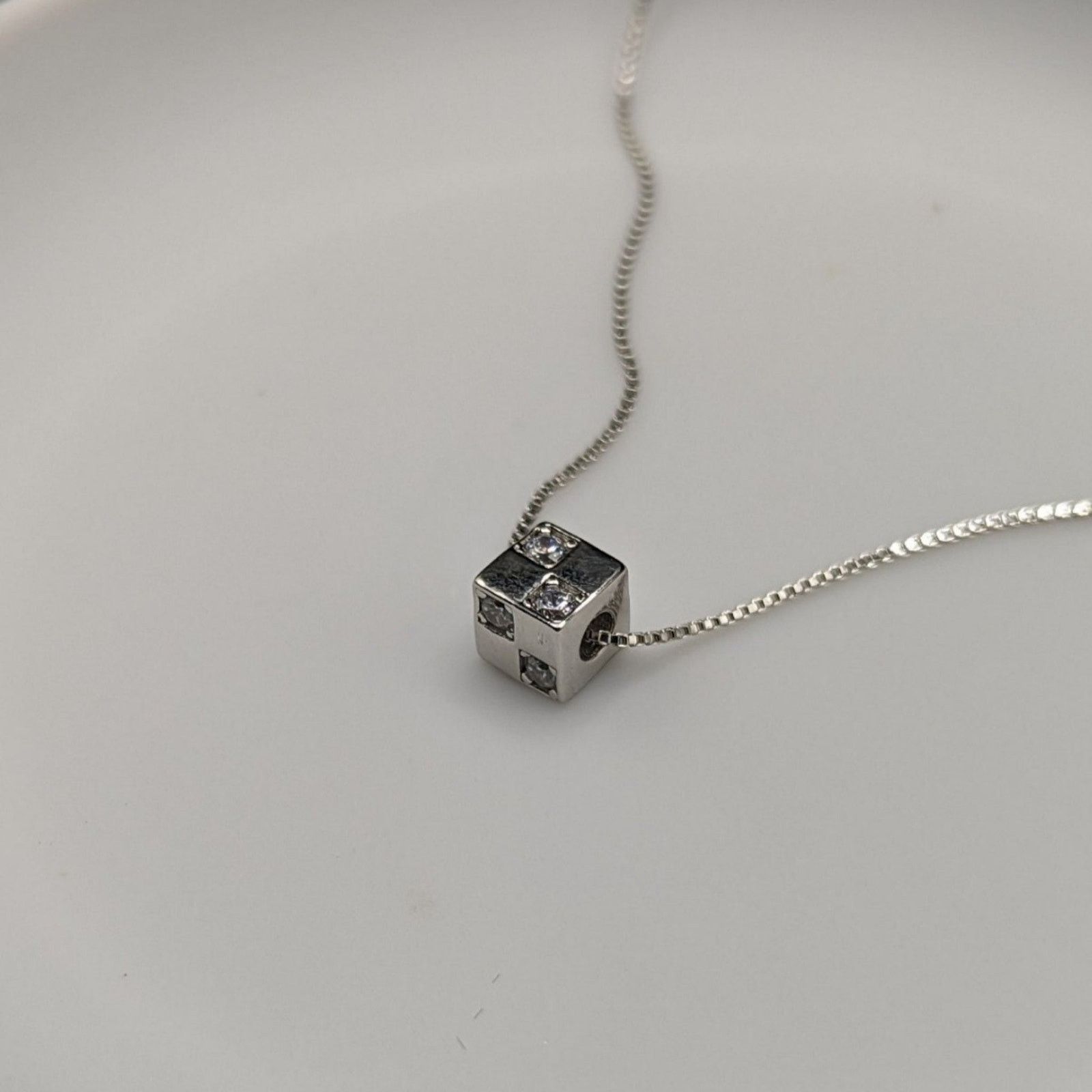 Other Square Cube Pendant Necklace Minimalist Silver 925 NWT Size ONE SIZE - 8 Thumbnail