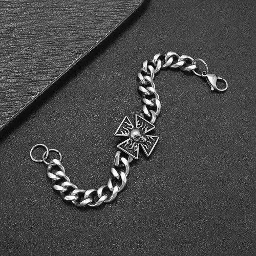Jewelry Motorcycle Gothic Cross Skull Bracelet Size ONE SIZE - 5 Thumbnail