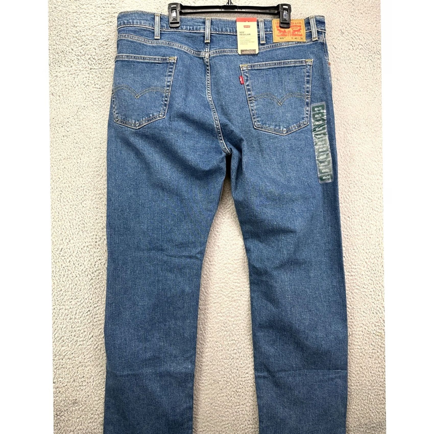 Levi's Levi's 505 Jeans Mens 40x32 Blue Distressed Regular Fit Straight Leg Denim Cotton Blend Stretch Pockets Button Zipper Medium Wash Vintage No Size US 40 / EU 56 - 3 Thumbnail