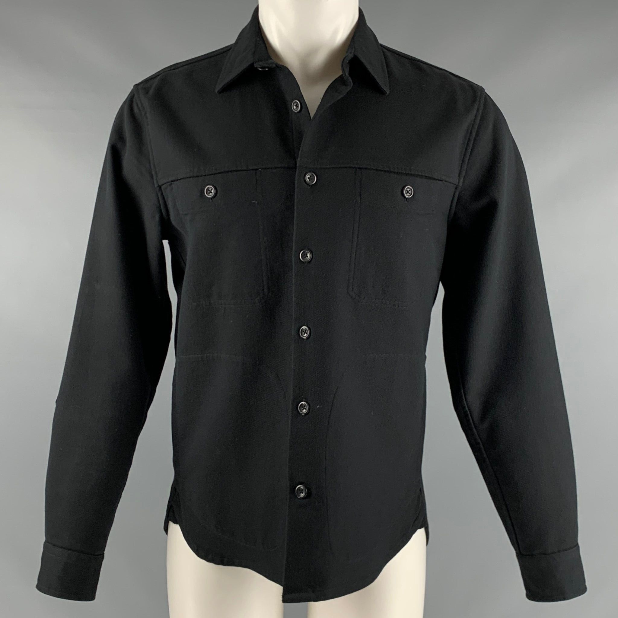 image of Vince Black Cotton Blend Elbow Patches Jacket, Men's (Size Small)