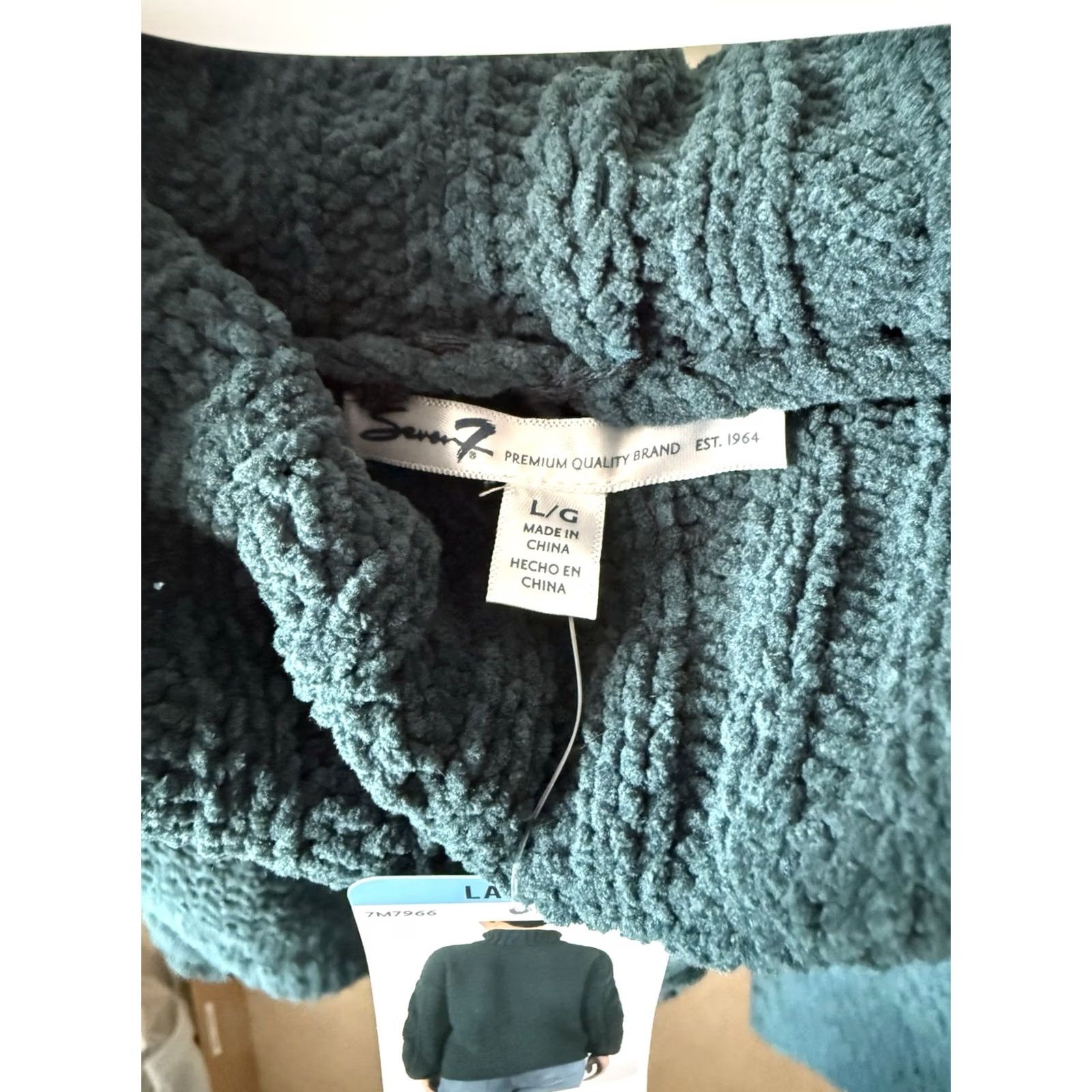 Vintage Seven 7 Womens L Deep Teal Chenille Sweater NWT Cozy Fall Feminine Office Size L / US 10 / IT 46 - 3 Thumbnail