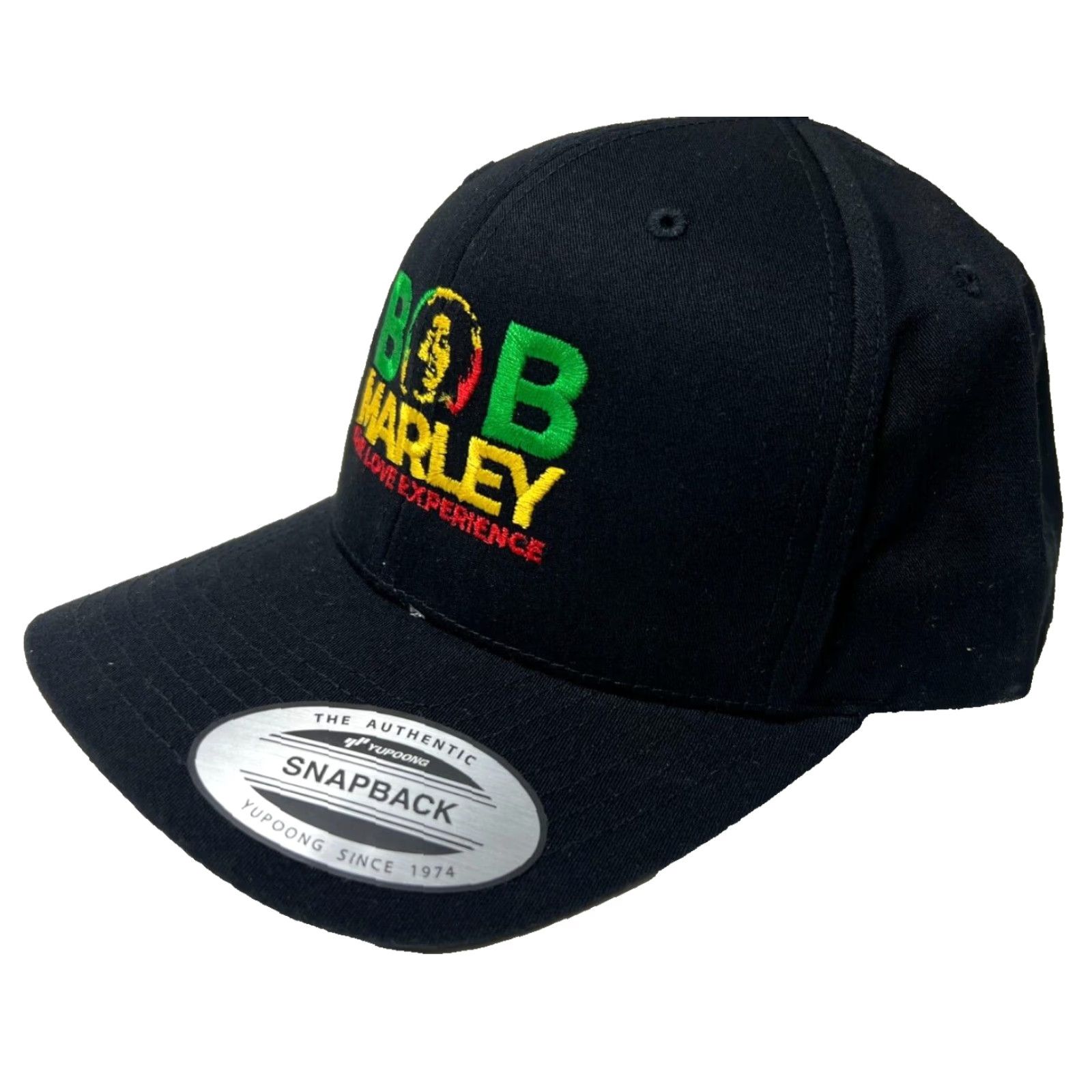 Vintage Bob Marley Snapback Hat Men One Size Black Canvas 60% Cotton 40% Polyester Official Licensed One Love Experience Size ONE SIZE - 3 Thumbnail