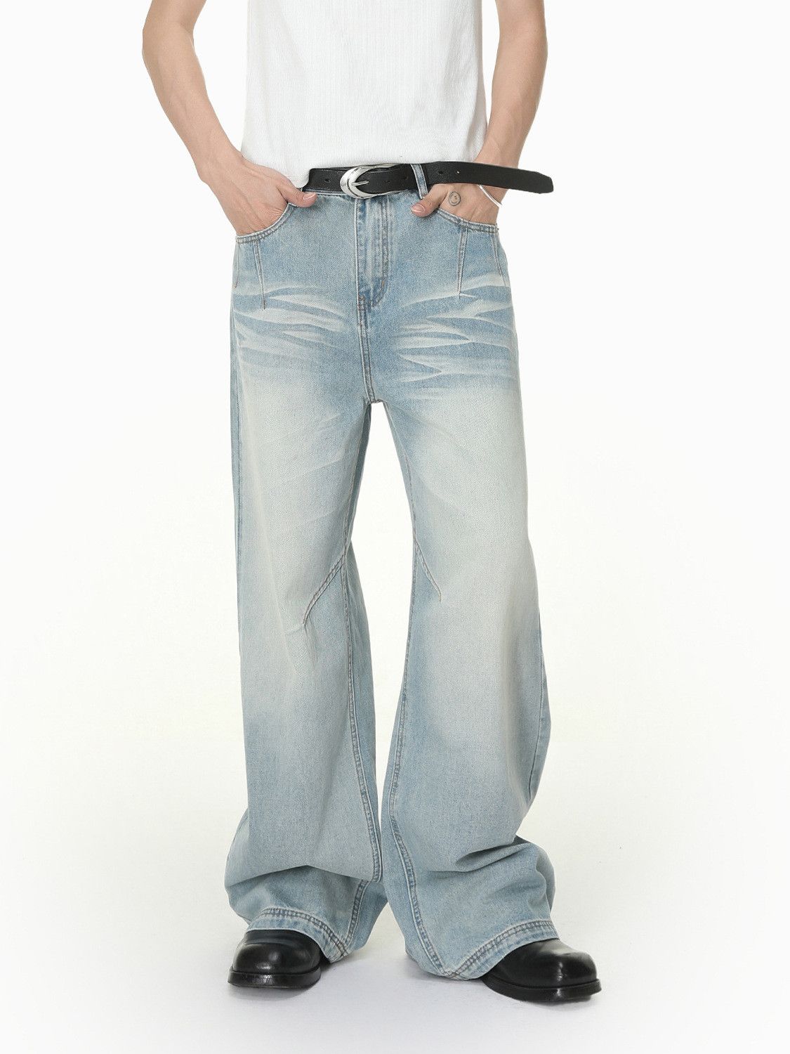 Other Men's Japanese-Style Retro Wide-Leg Straight-Fit Jeans Size US 32 / EU 48 - 2 Thumbnail