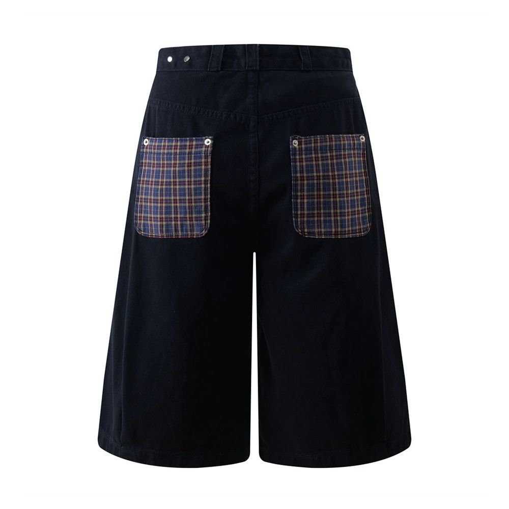 Jean Men's loose wide-leg contrast plaid denim shorts Size US 32 / EU 48 - 2 Thumbnail