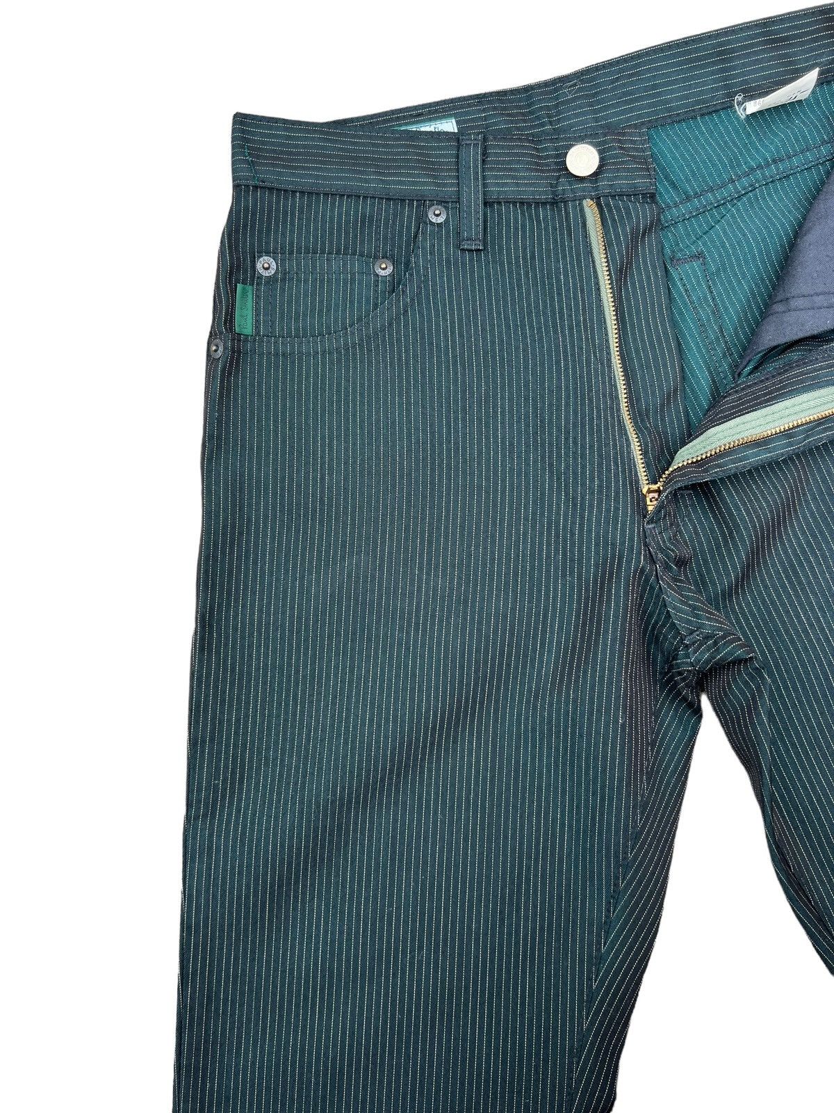 Vintage Paul Smith Jeans Shiny Dark Green Striped Pant Size US 28 / EU 44 - 6 Thumbnail