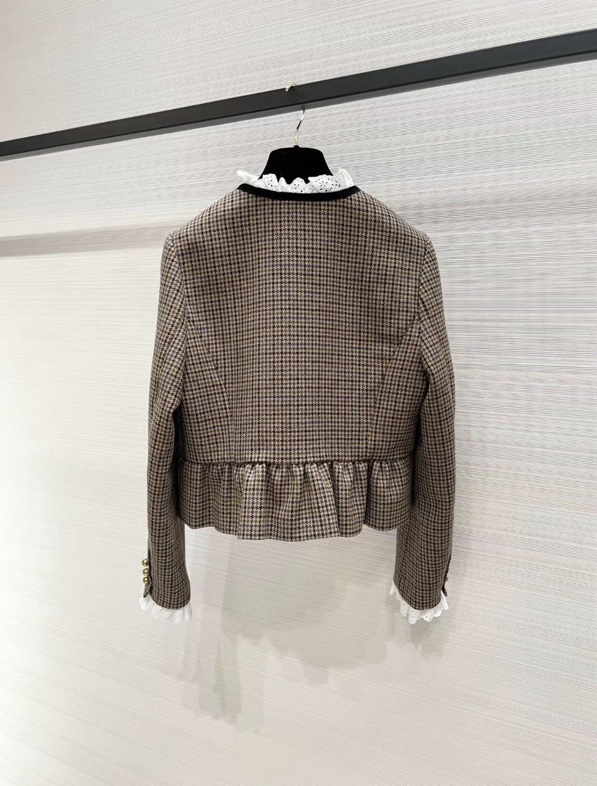 Miu Miu Miu Miu Classic Plaid Puff Sleeve Lace Trim Top J33 Size S / US 4 / IT 40 - 2 Thumbnail