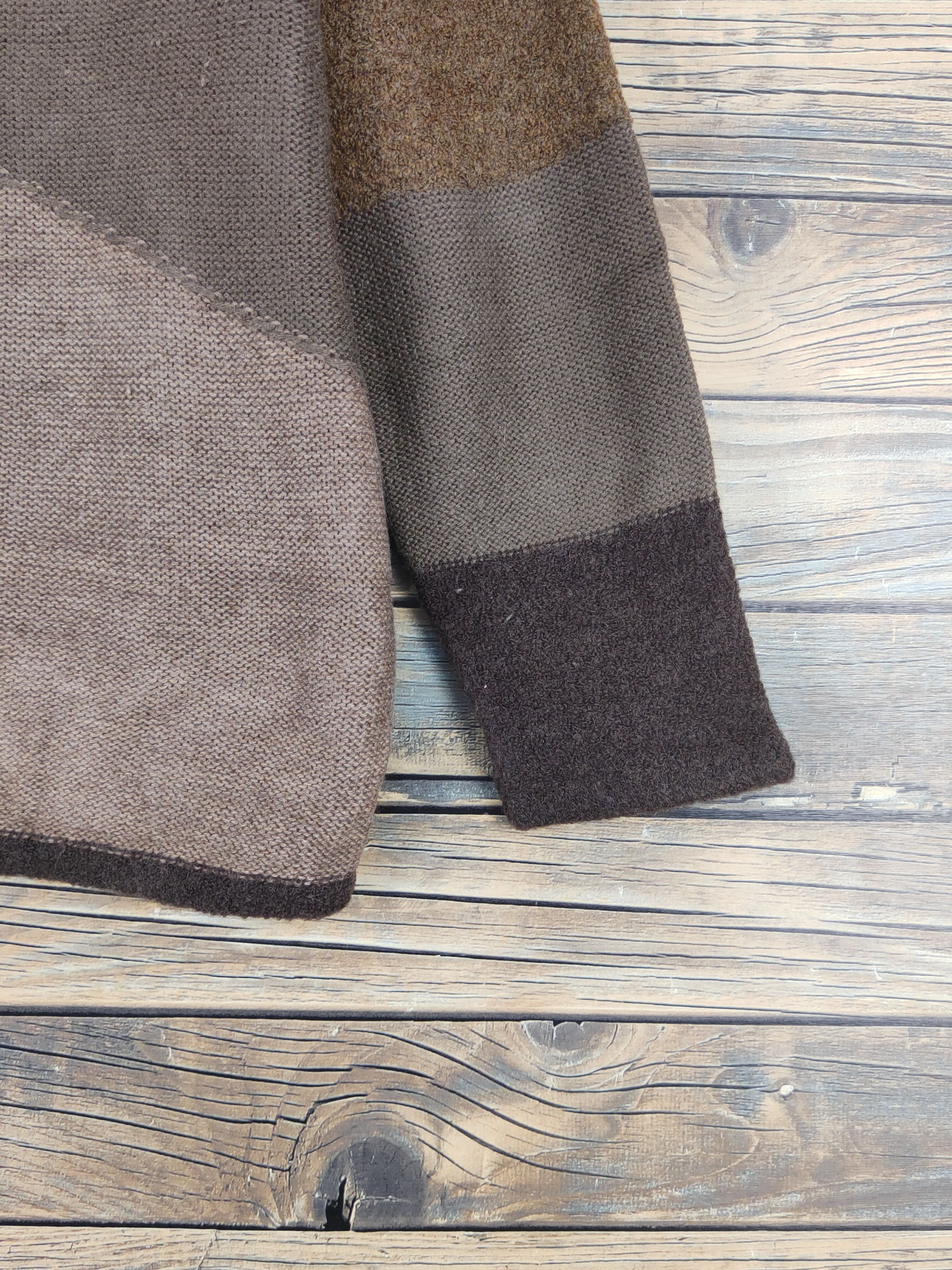 Homespun Knitwear × Japanese Brand × Vintage Mimosalip Dark Brown Knitwear patchwork Sweatshirts #W1270 Size US S / EU 44-46 / 1 - 6 Thumbnail