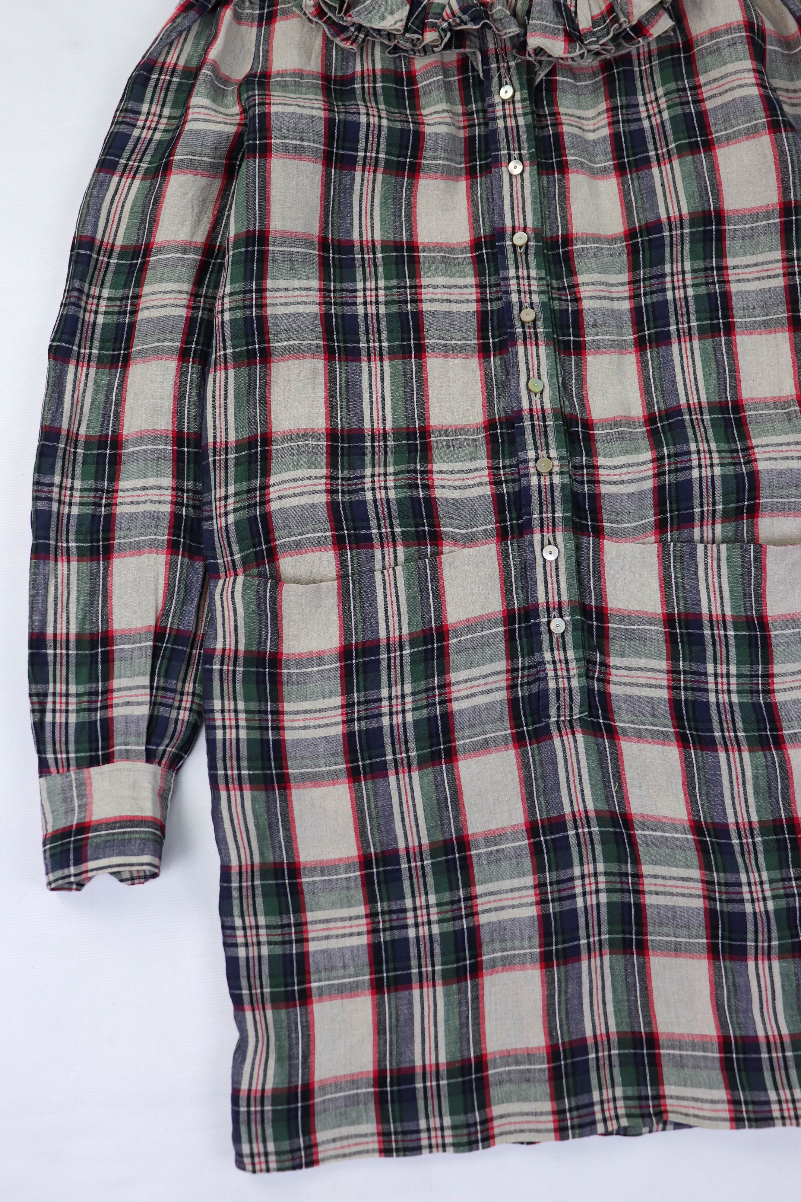 Balenciaga Balenciaga 2010 Collection Ruffled Plaid Linen Summer Dress Size XS / US 0-2 / IT 36-38 - 7 Thumbnail