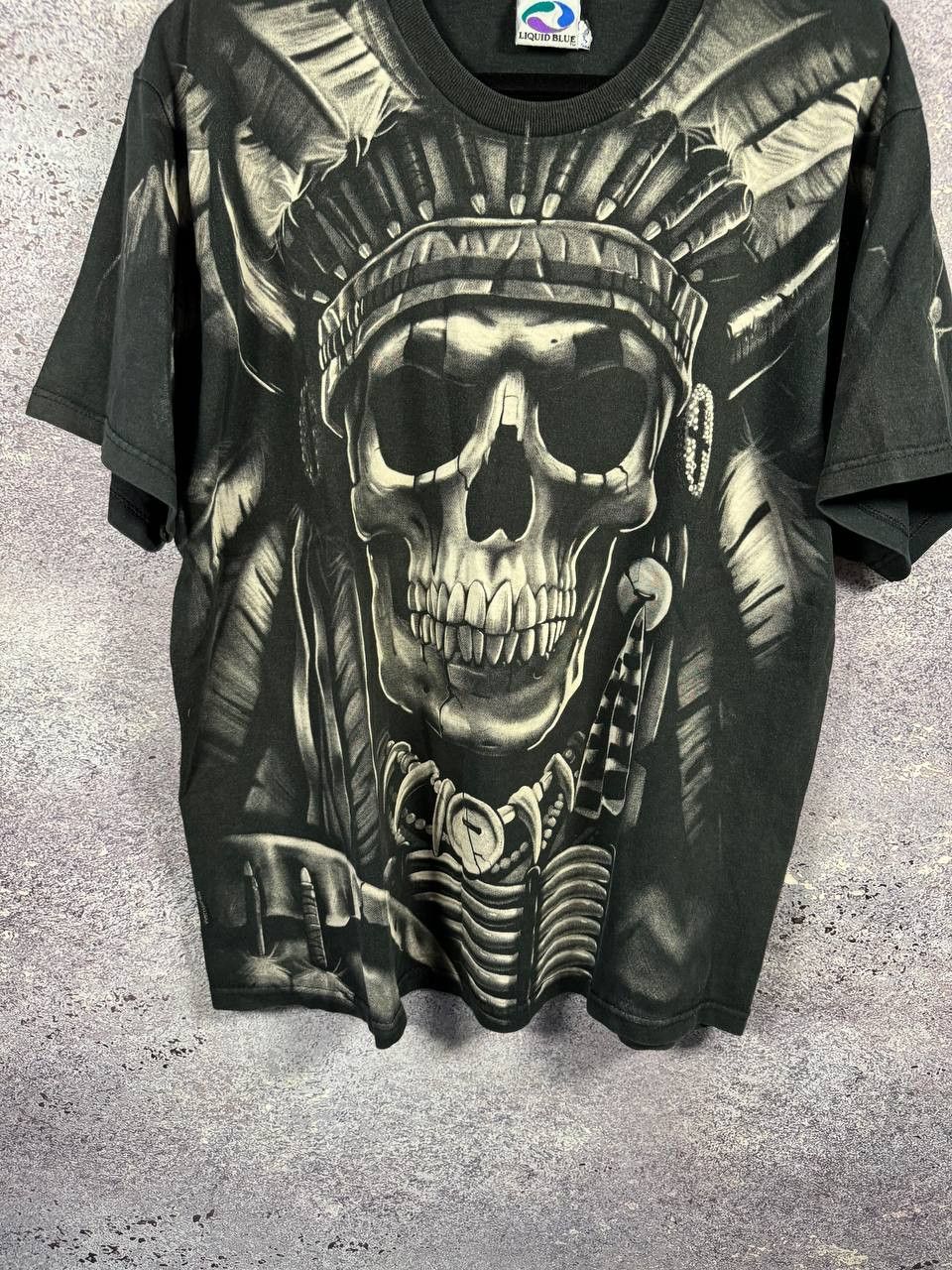 Liquid Blue × Vintage 90's Vintage 1997 Liquid Blue Shirt XL Skeleton Indian AOP Size US L / EU 52-54 / 3 - 4 Thumbnail