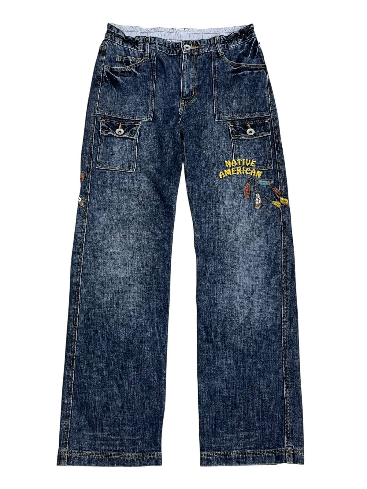 Japanese Brand Vintage Drug Store's Native Dope Embroidered Bush Pant Denim Size US 31 - 3 Thumbnail