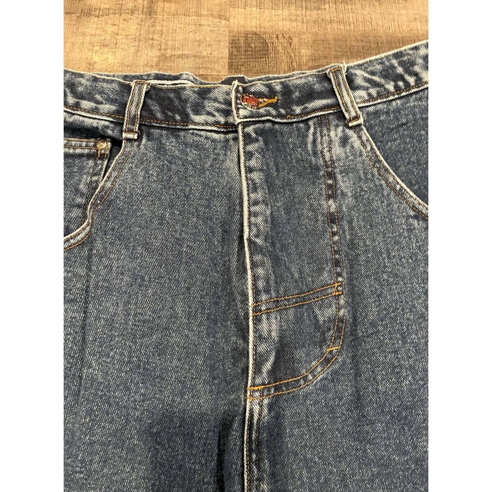 Odlo VINTAGE DLO NYC Jeans Men 34x34 Blue Denim Wide-Leg Classic 34 in Regular Belt Loops Pockets Cotton/ Denim 3x Regular Mens Size US 34 / EU 50 - 6 Thumbnail