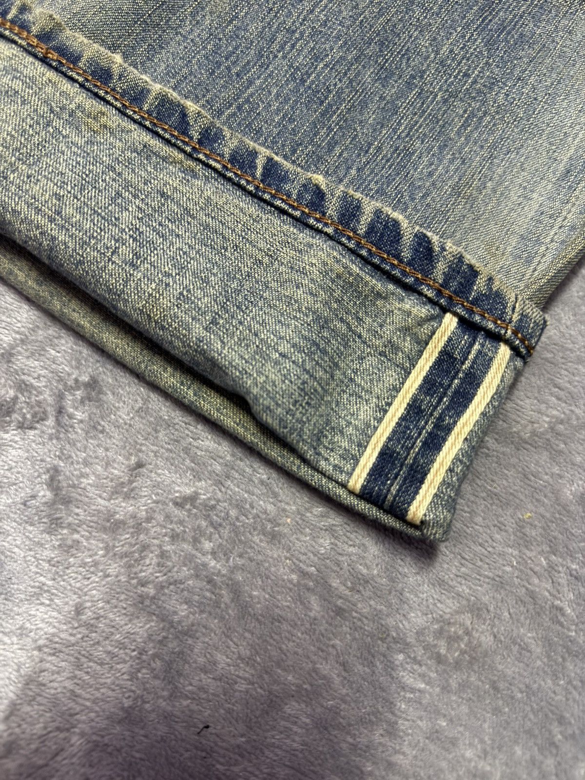 Edwin × Japanese Brand × Vintage Edwin 505 Mud Wash Selvedge Red Line Loose Straight Jeans Size US 31 - 18 Thumbnail