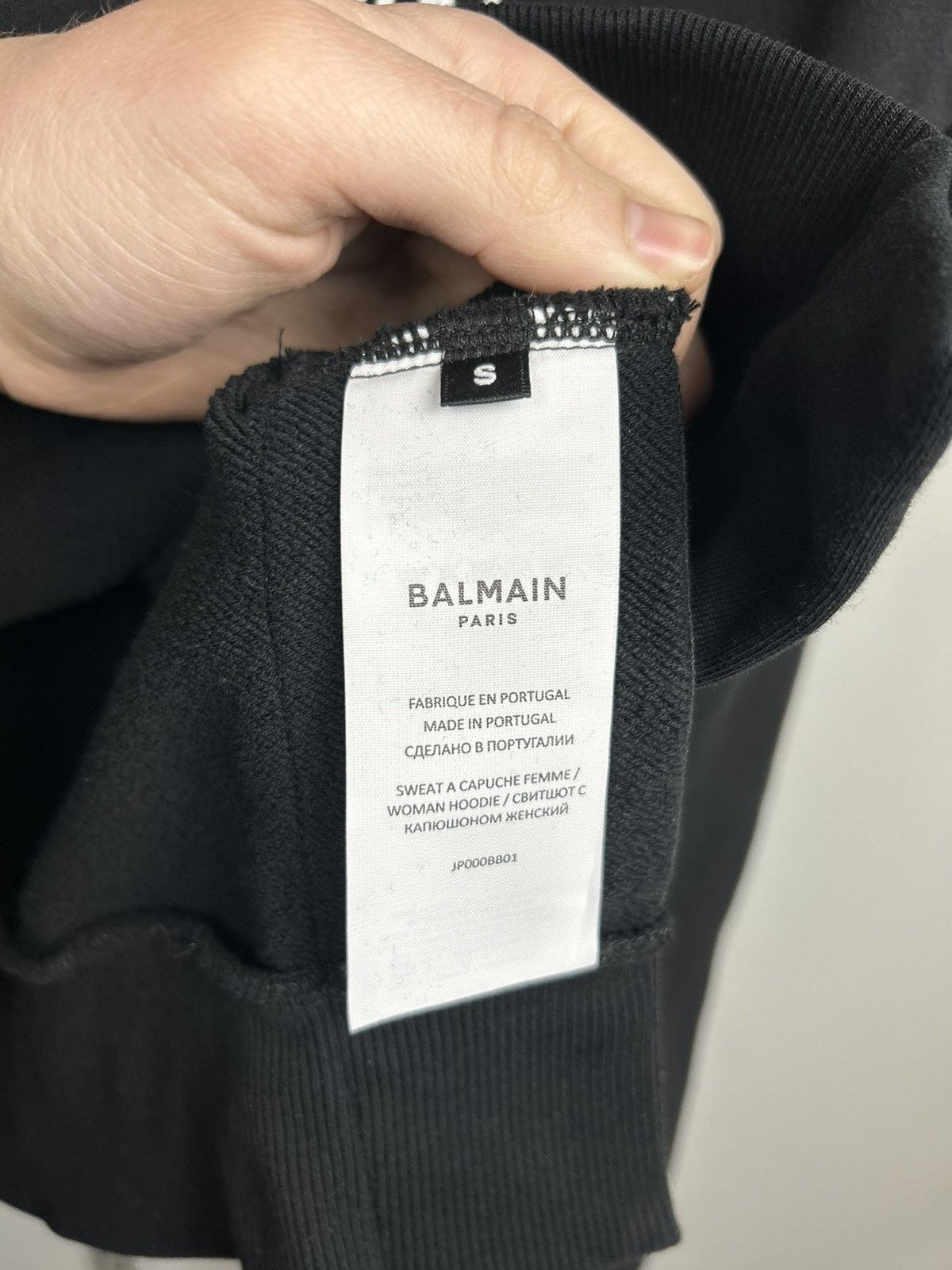 Balmain Balmain Crop Top Hooded Sweatshirt Black Size S / US 4 / IT 40 - 14 Thumbnail