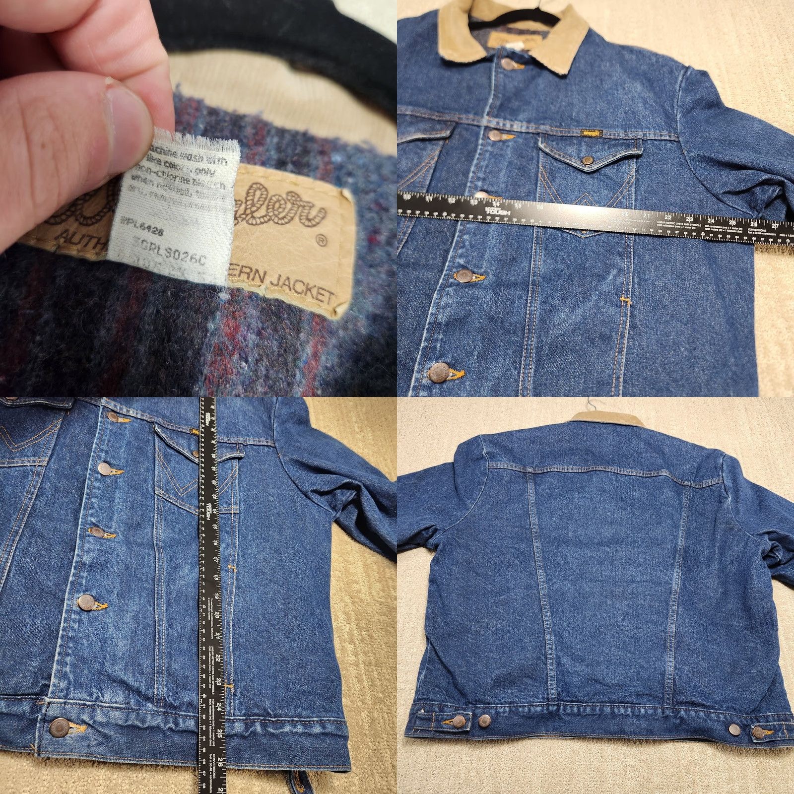 Wrangler VINTAGE Wrangler Denim Trucker Jacket Men 46 Denim Jacket Blue 80s USA Western Rodeo Lined Cardigan Bomber Style Jacket Mens Size 46 Size US S / EU 44-46 / 1 - 8 Thumbnail