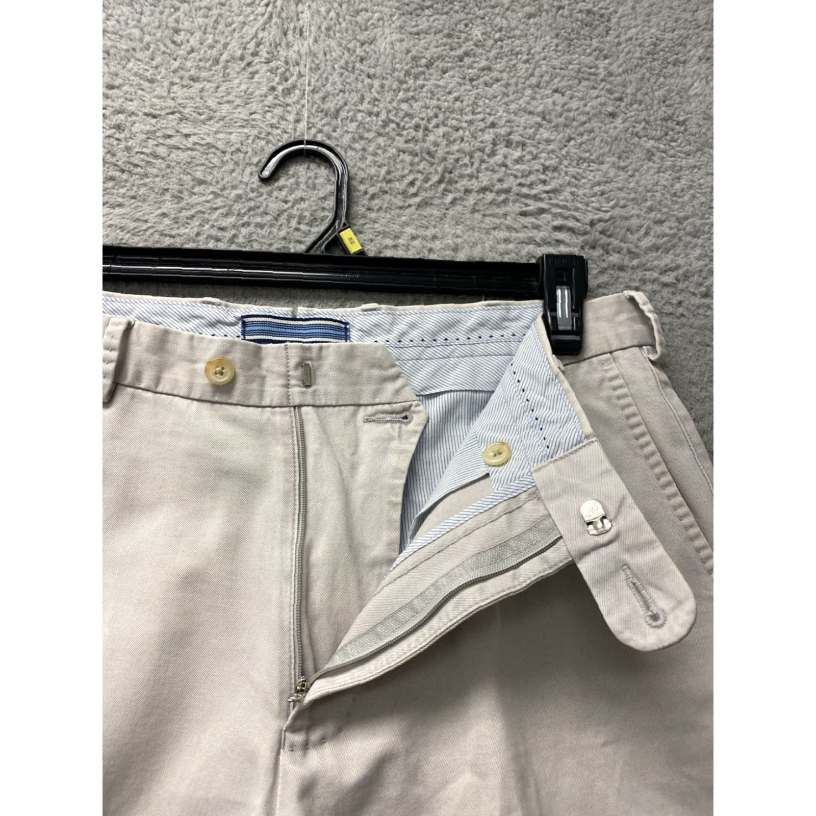 Peter Millar Peter Millar Chino Pants Mens 33 Beige Flat Front Twill Pocket Straight 29in Zip Casual Business Travel Size US 33 - 7 Thumbnail