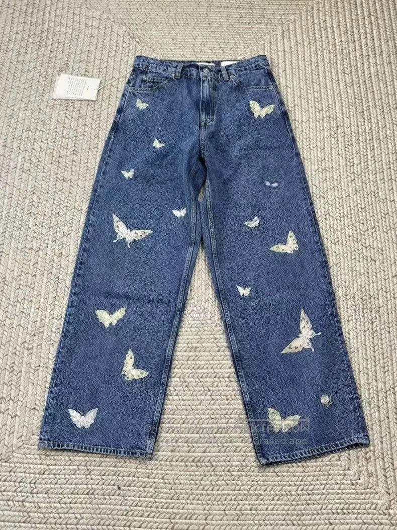 Our Legacy Our Legacy Butterfly Embroidered Denim Pants-dmc. Size US 29 - 1 Thumbnail