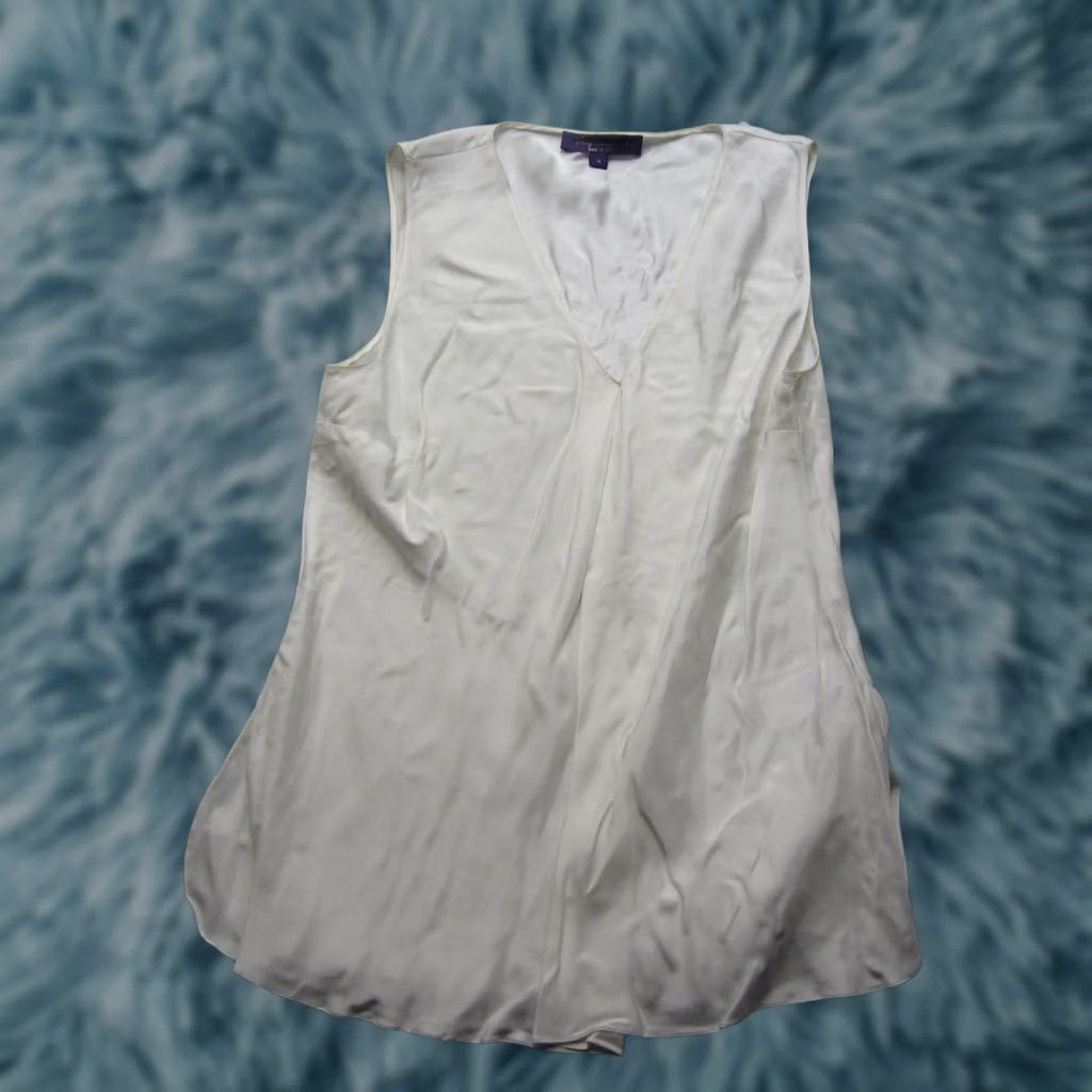 Ralph Lauren Purple Label Ralph Lauren Purple Label Blouse Women 14 White Sleeveless Satin Casual Size XL / US 12-14 / IT 48-50 - 1 Thumbnail