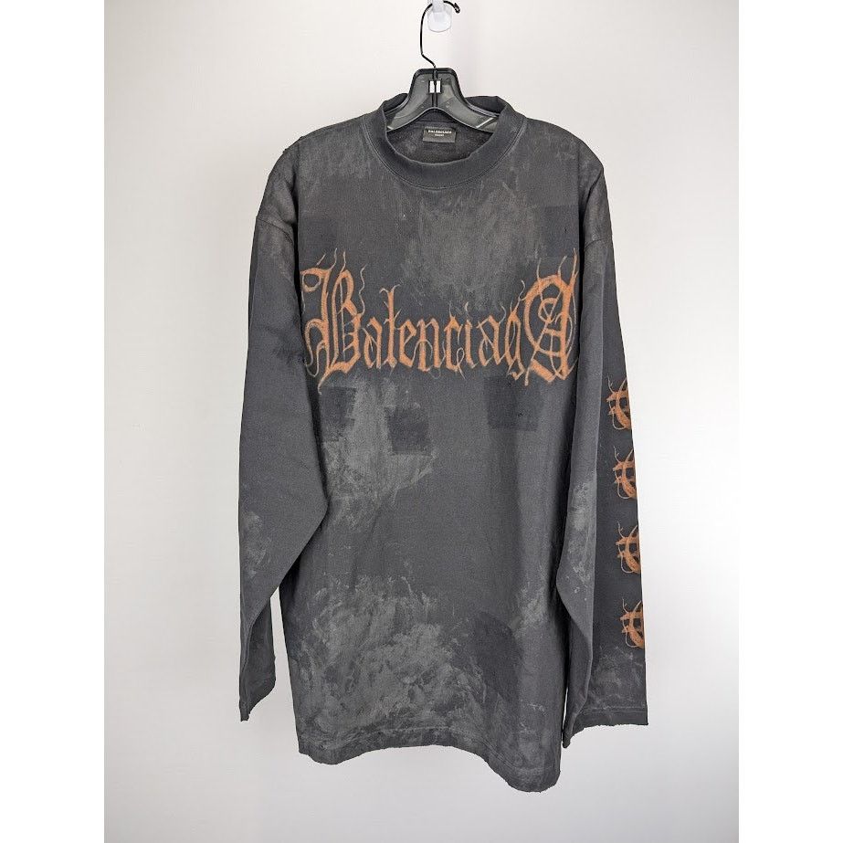 Balenciaga o1rshd1 Long Sleeve T-Shirt in Nero Size US M / EU 48-50 / 2 - 2 Thumbnail