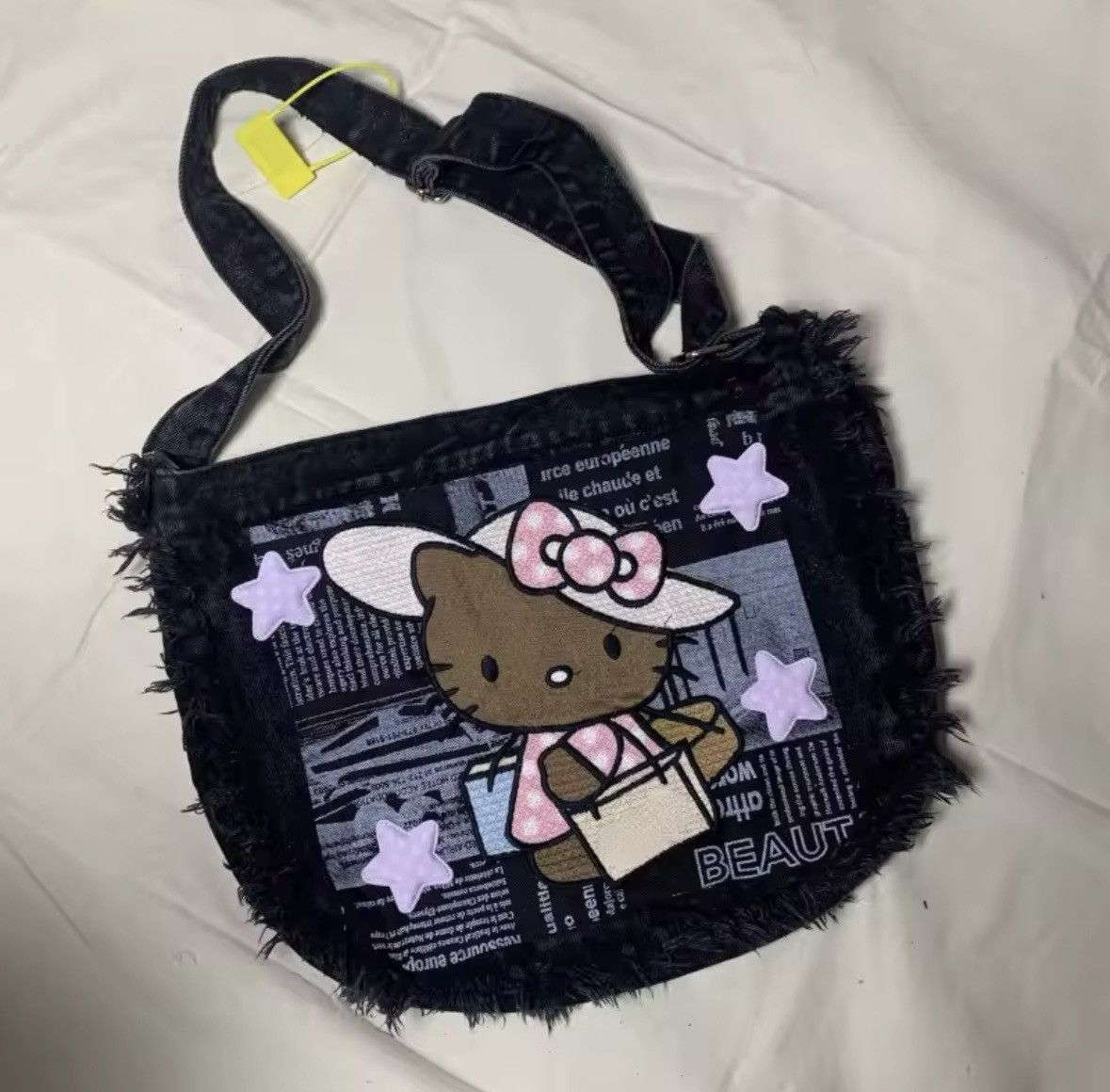 Japanese Brand Hello Kitty Womens Shoulder Bag Denim Embroidery Harajuku Size ONE SIZE - 4 Thumbnail