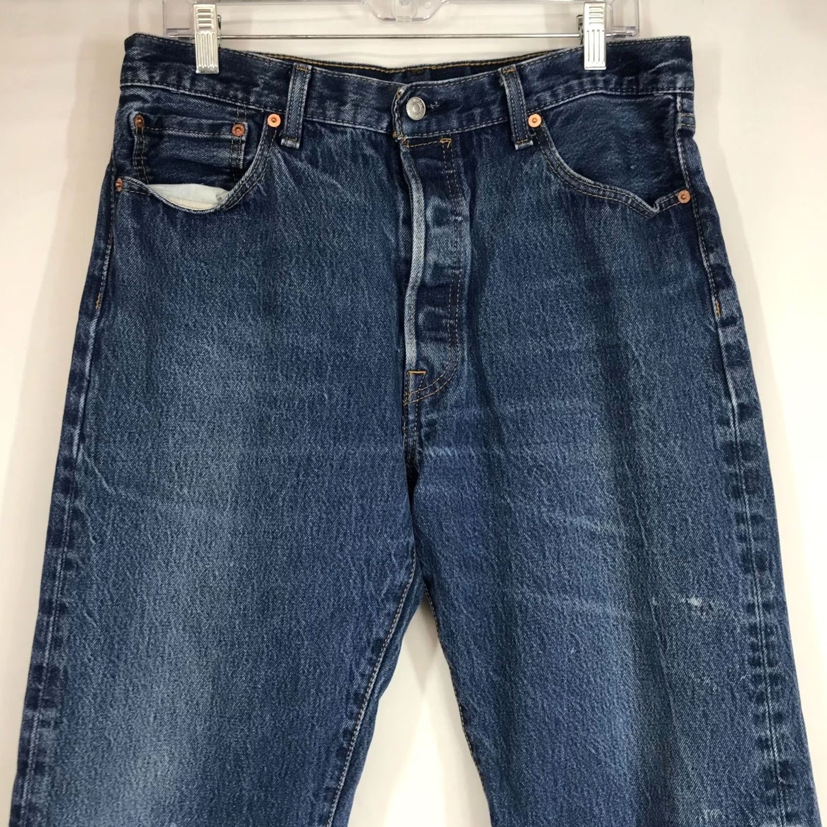 Levi's LEVI'S MEN'S Jeans 501 Denim Straight Button Fly Blue 36 x 32 Regular Inseam 32 Mens Size US 36 / EU 52 - 2 Thumbnail