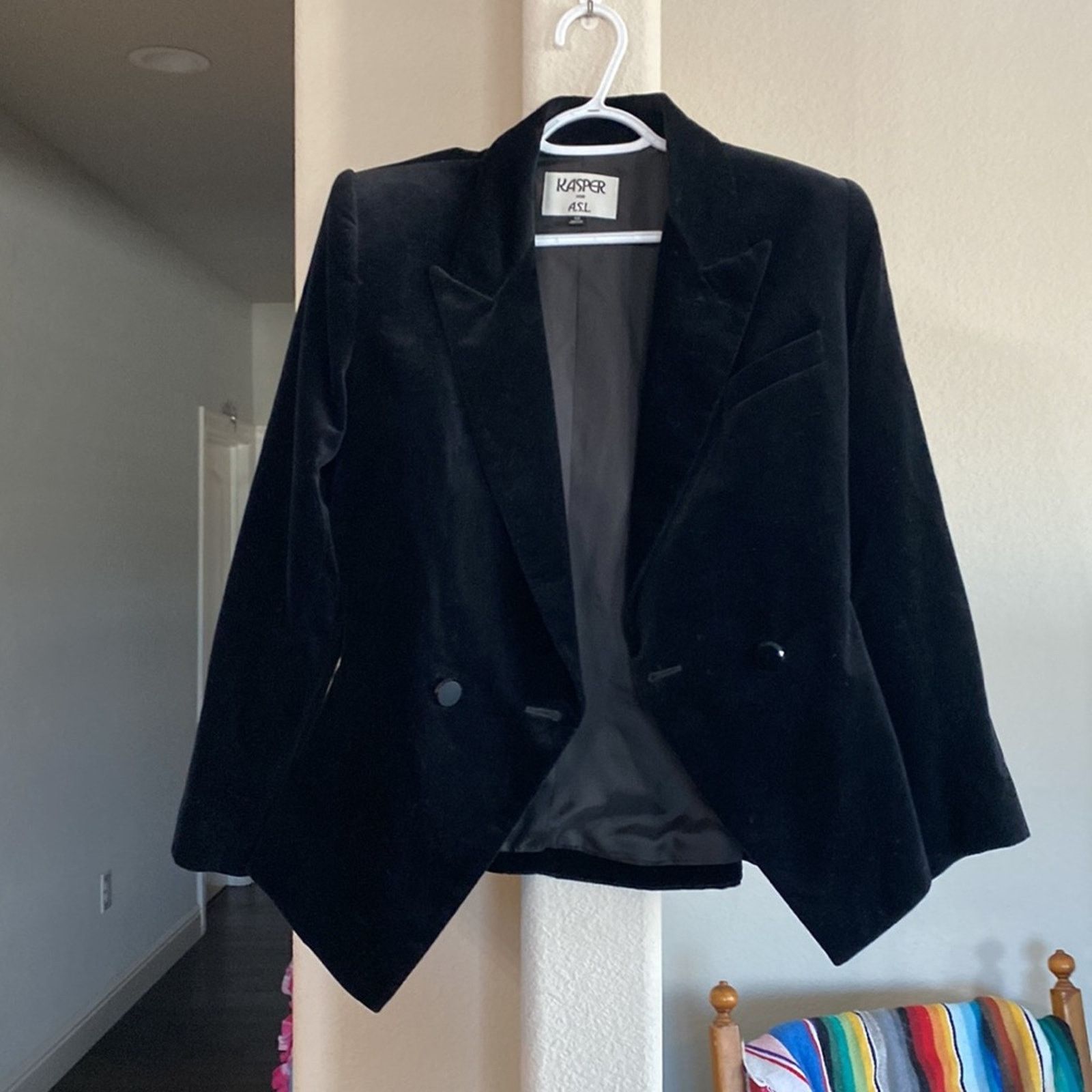 Other Vintage KASPER Velvet fitted blazer shoulder pads size S Size S / US 4 / IT 40 - 13 Thumbnail
