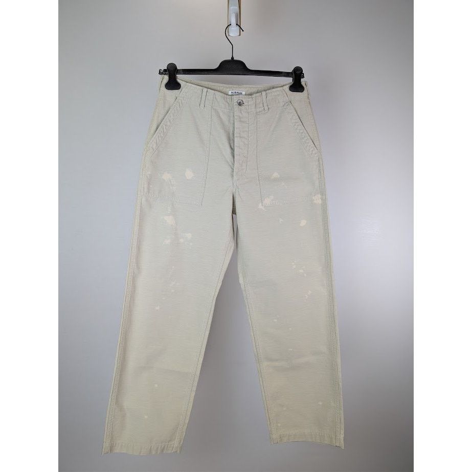 Auralee o1rshd1 Washed Baggy Satin Bleached Baker Pant in Dust Ivory Size US 36 / EU 52 - 1 Thumbnail