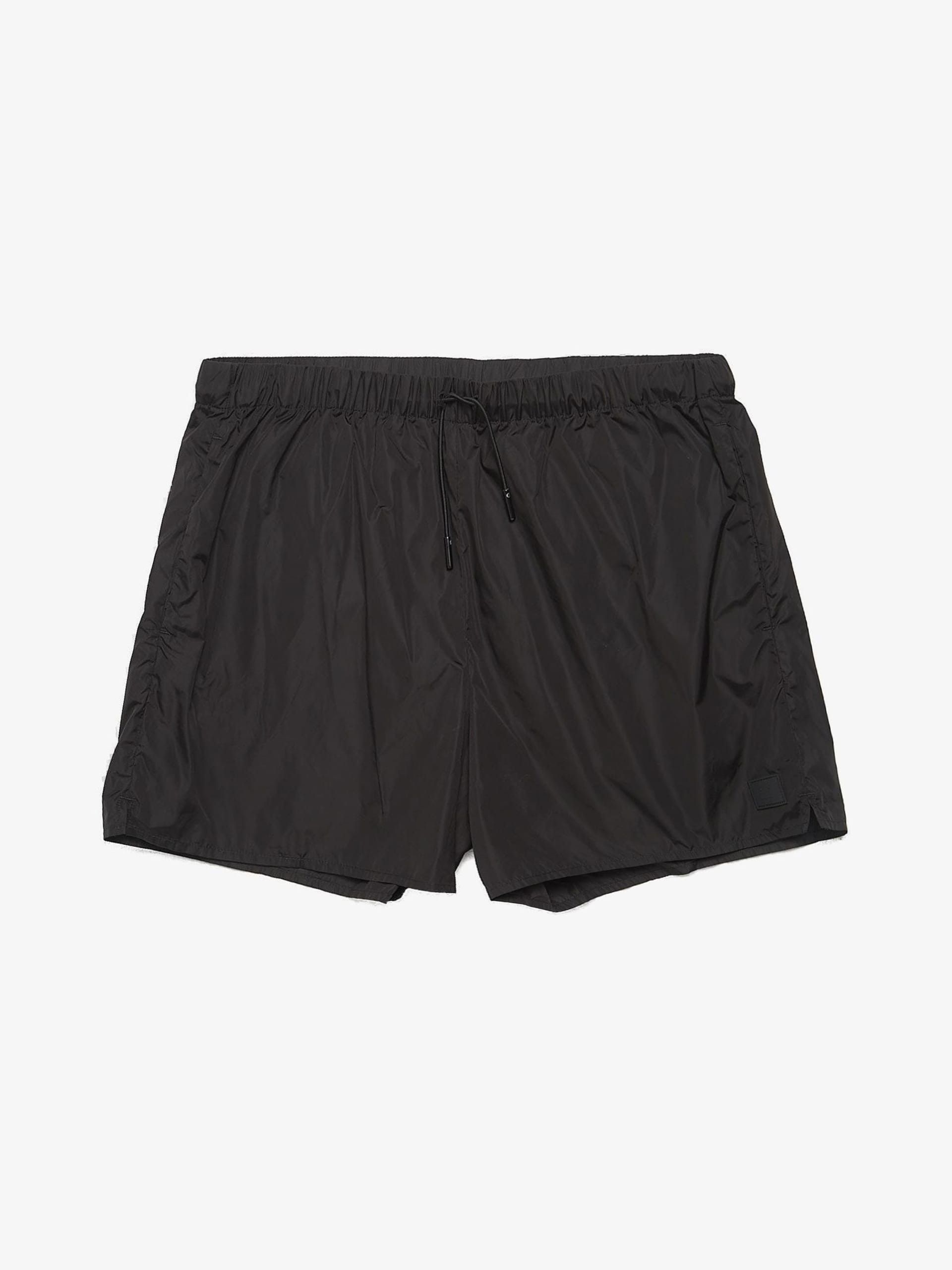 image of Acne Studios Black Laced Logo Embroidered Nylon Swim Trunks, Men's (Size 33)