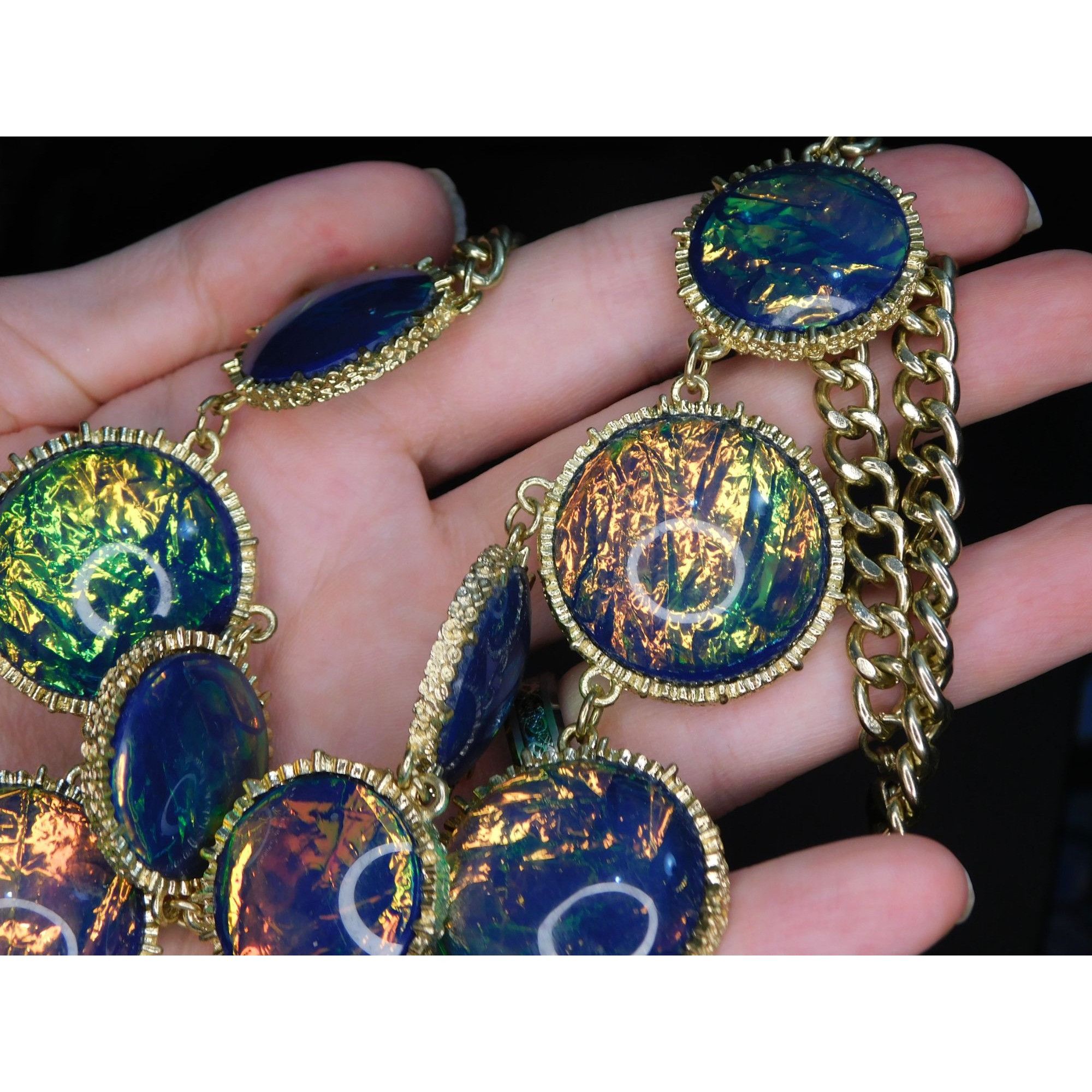 Other Whimsical Fantasy Faux Opal Statement Necklace Size ONE SIZE - 3 Thumbnail