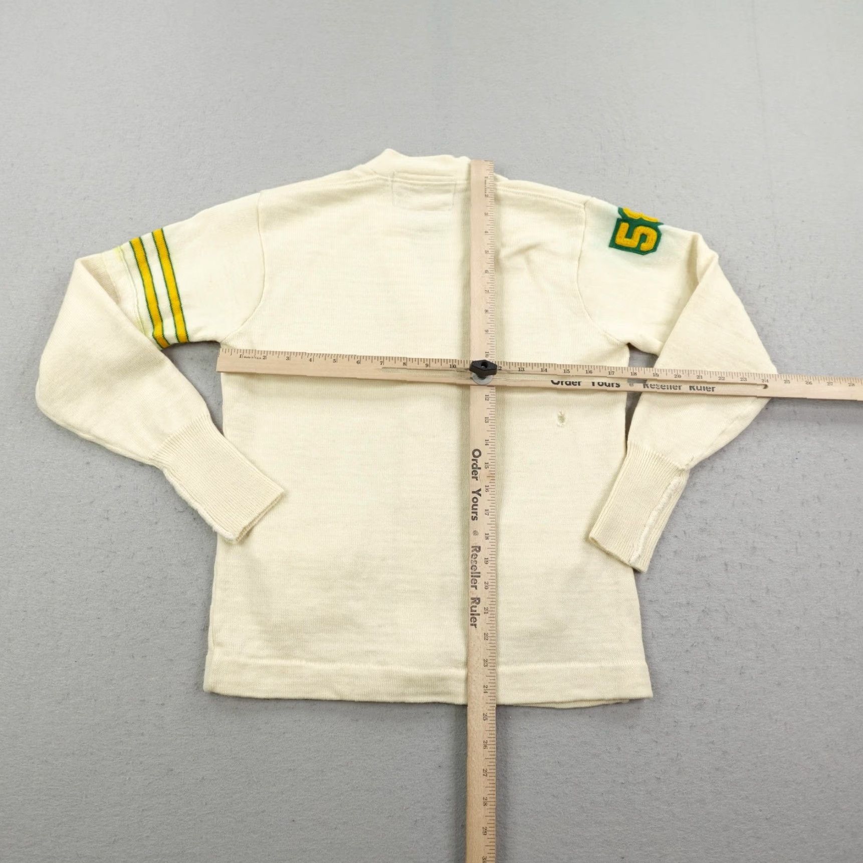 Vintage VINTAGE Jonesknit Cardigan Womens Small Beige Wool Varsity Letterman 50s Pockets Logo Preppy College Womens Size S / US 4 / IT 40 - 7 Thumbnail