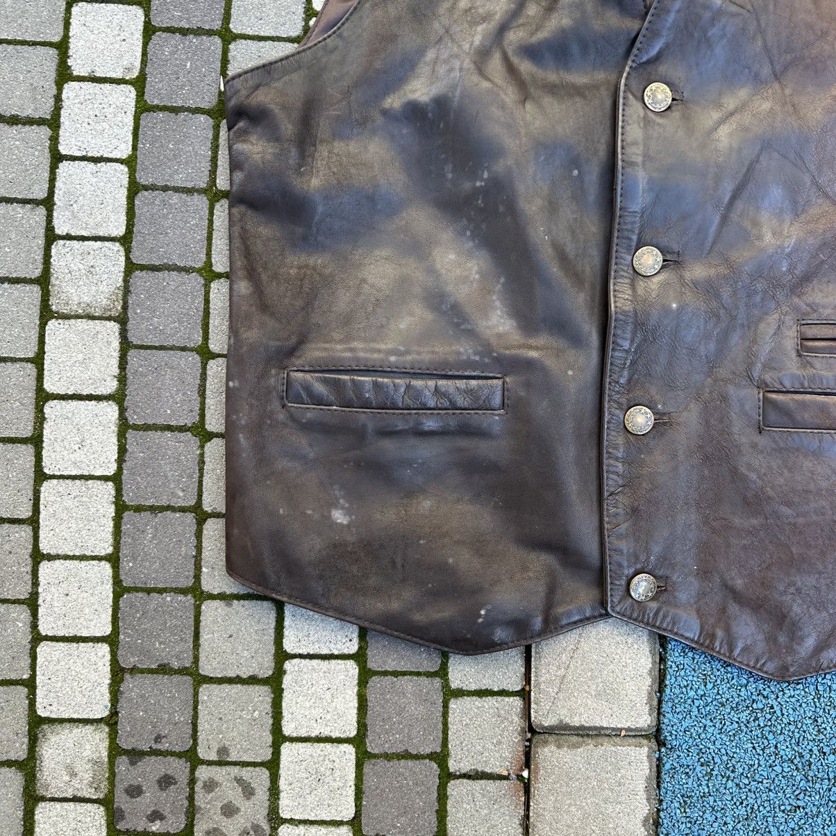 If Six Was Nine × Japanese Brand × Leather Vintage Japanese Style Leather Vest Moto Hype Distressed Size US L / EU 52-54 / 3 - 3 Thumbnail