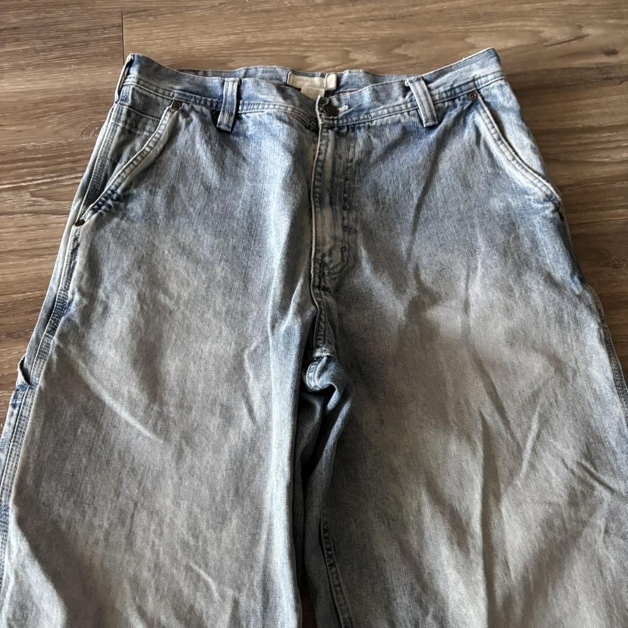 Japanese Brand Crazy Vintage Y2K/2000s Baggy Faded Wash Skater Style Carpenter Denim Jeans! 33x33 Size US 33 - 5 Thumbnail