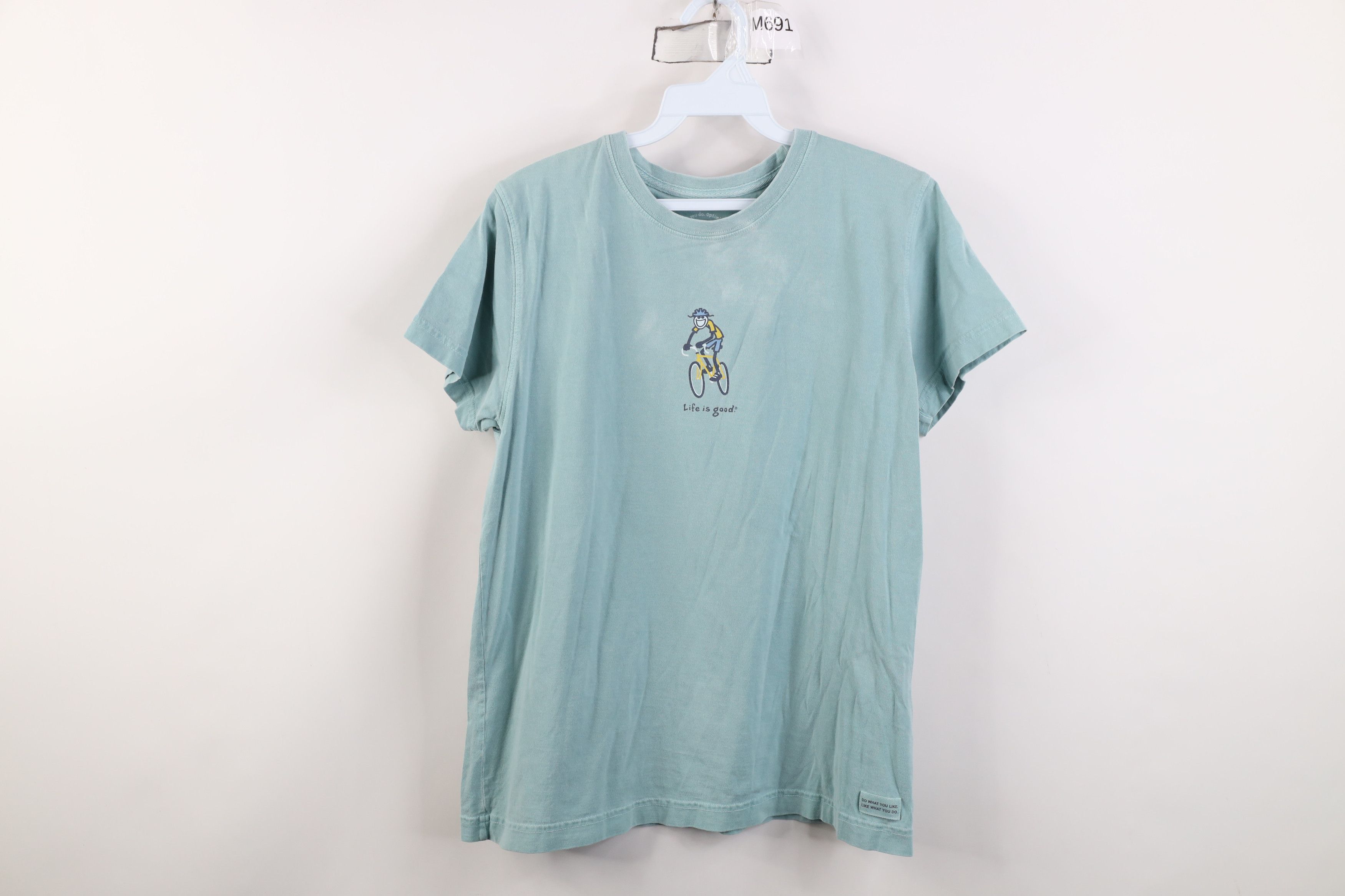 Life is Good Life Is Good Spell Out Cycling Bicycle T-Shirt Teal Cotton Size M / US 6-8 / IT 42-44 - 1 Thumbnail