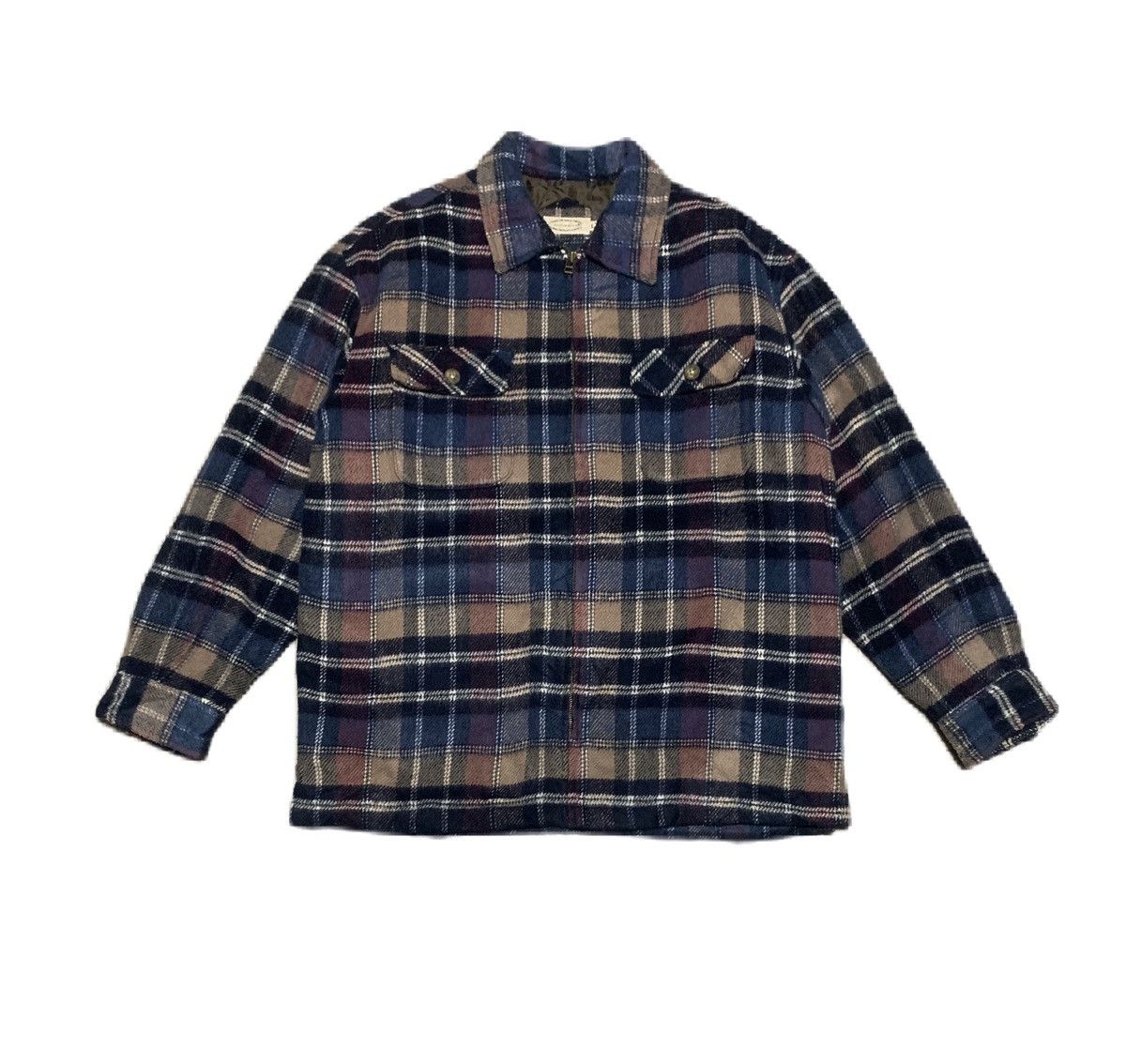 image of Archival Clothing x Flannel Vintage 90's Zipper Wool Flannel Shirt Jacket By Possibility (Size Larg