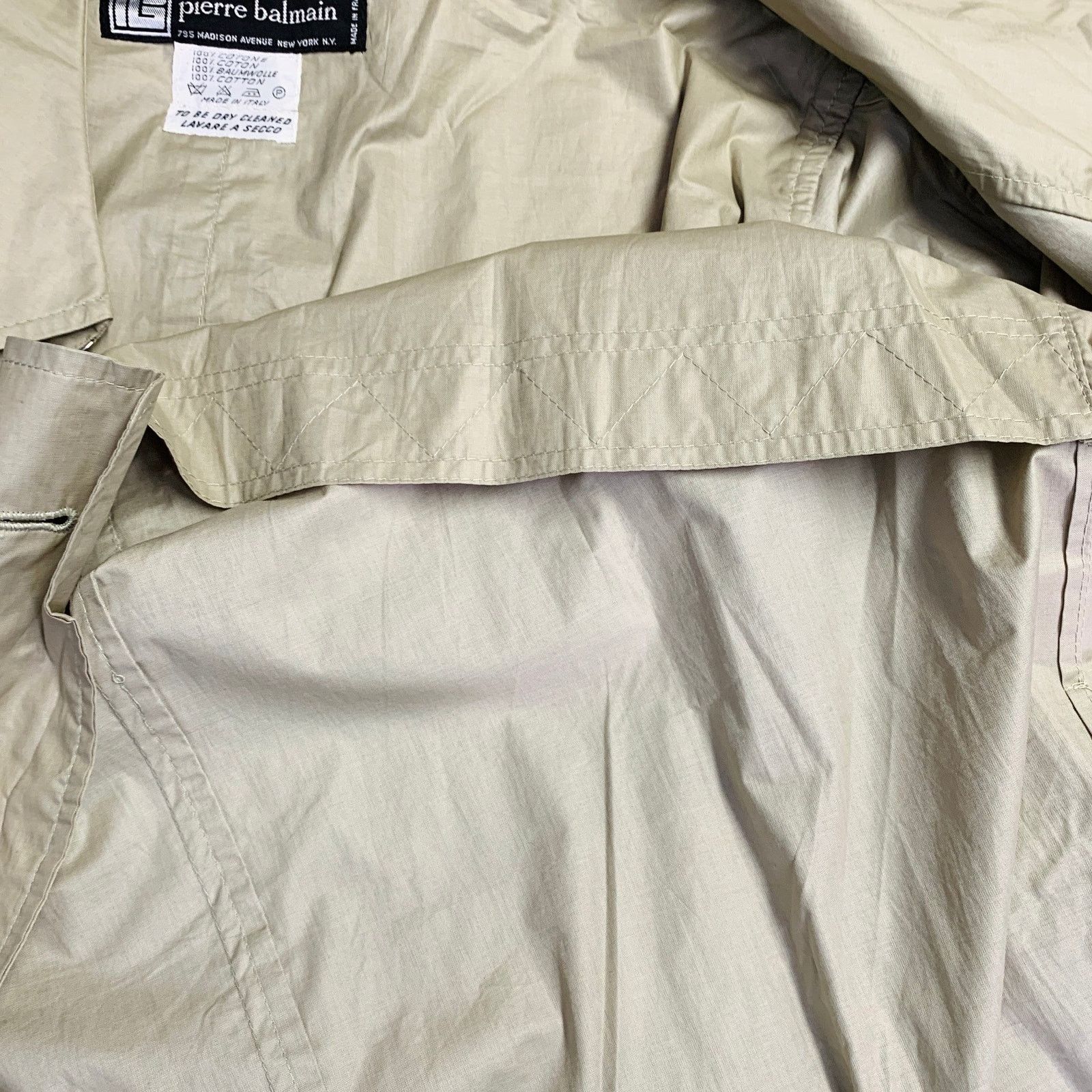 Pierre Balmain Size XL Beige Cotton Double Breasted Trench Coat Size US XL / EU 56 / 4 - 9 Thumbnail