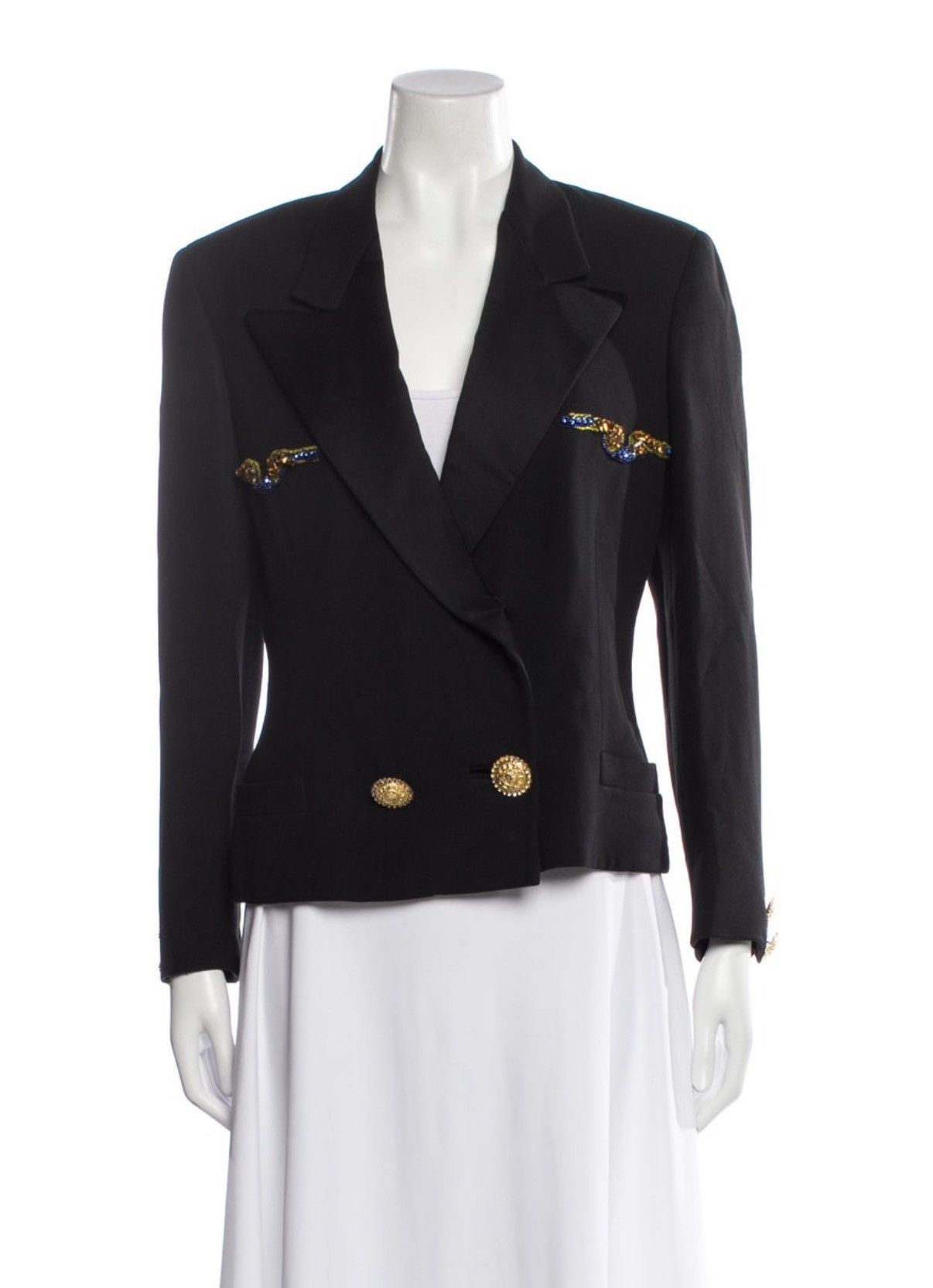 Versace Vintage Gianni Versace black rhinestone embellished blazer Size M / US 6-8 / IT 42-44 - 1 Thumbnail