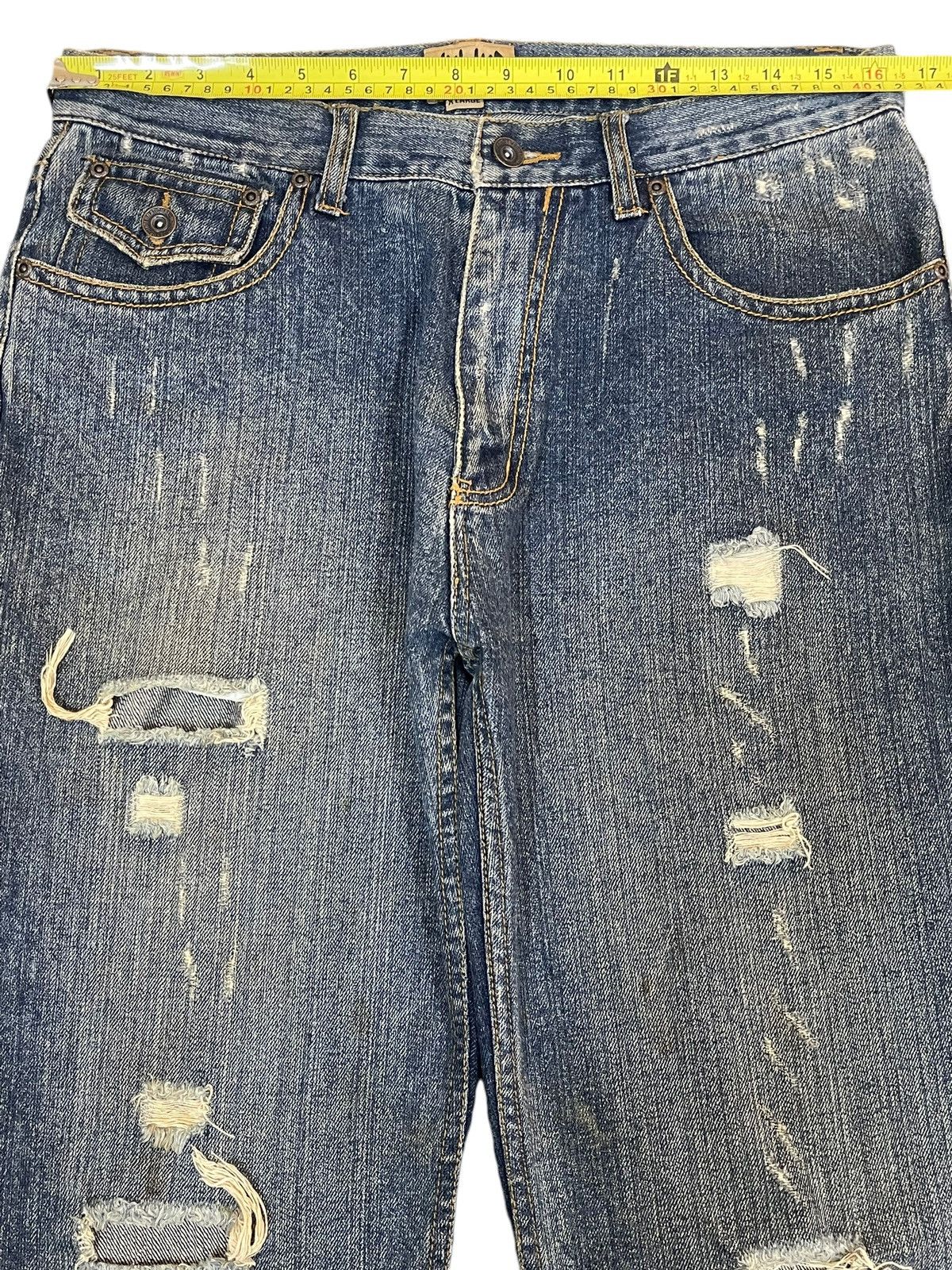 14th Addiction Vintage Japanese Nylaus Mud Wash Distressed Wide Leg Jeans Size US 32 / EU 48 - 12 Thumbnail
