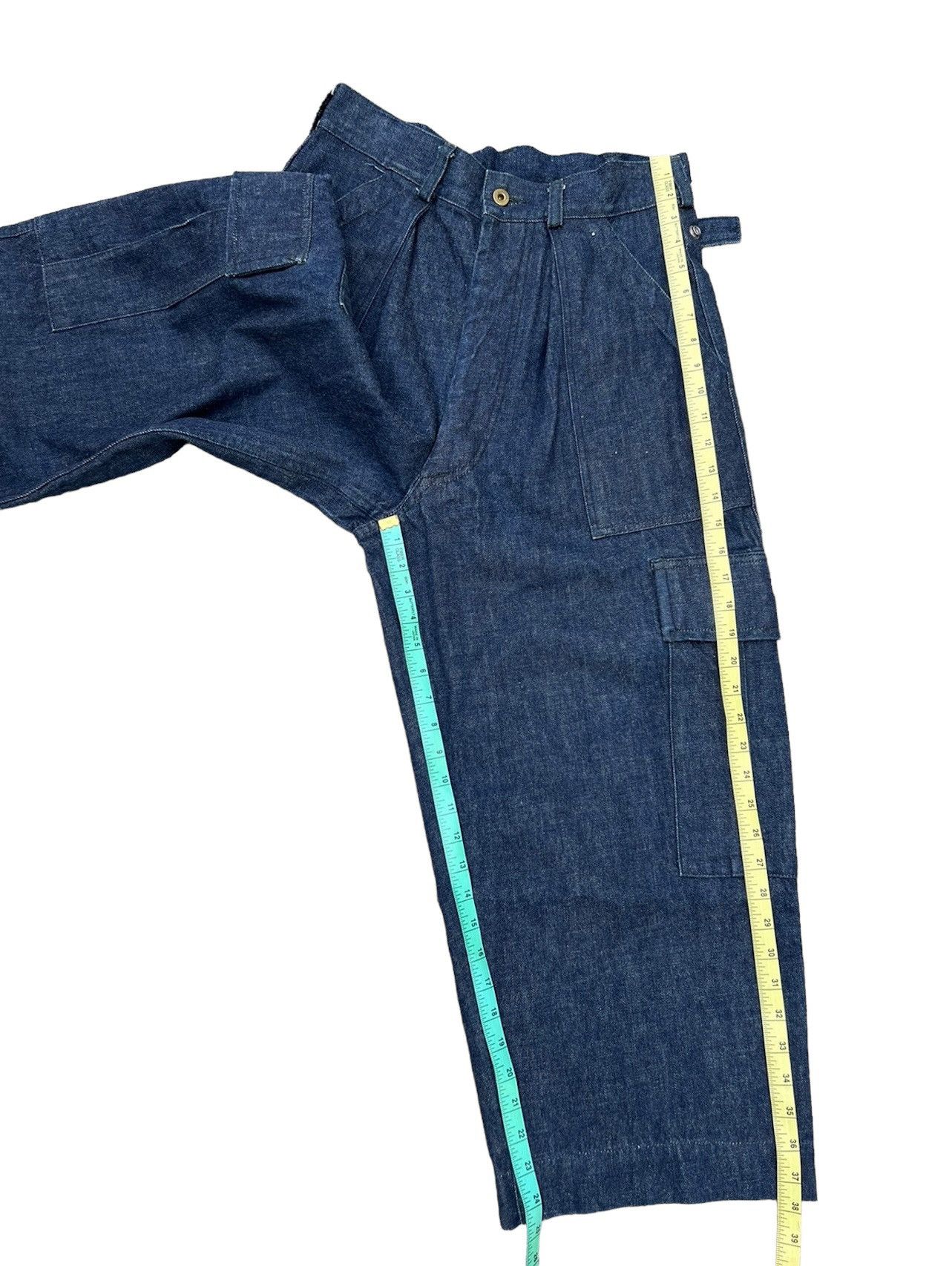 Evisu 90s EVISU EVIS Heavy Thick Baggy Denim Cropped Cargo Pant Size US 31 - 5 Thumbnail