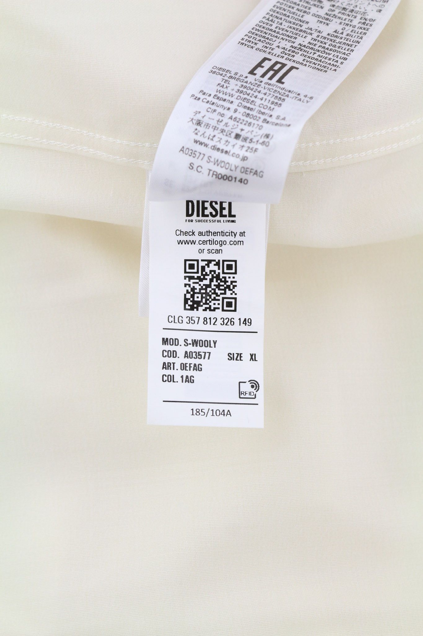 Diesel S-WOOLY XL Wool Blend Notched Pocket 40530 Size US XL / EU 56 / 4 - 9 Thumbnail