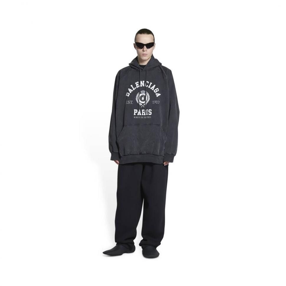 Balenciaga o1in1g0124 College 1917 Hoodie Oversized in Black Size US M / EU 48-50 / 2 - 1 Thumbnail